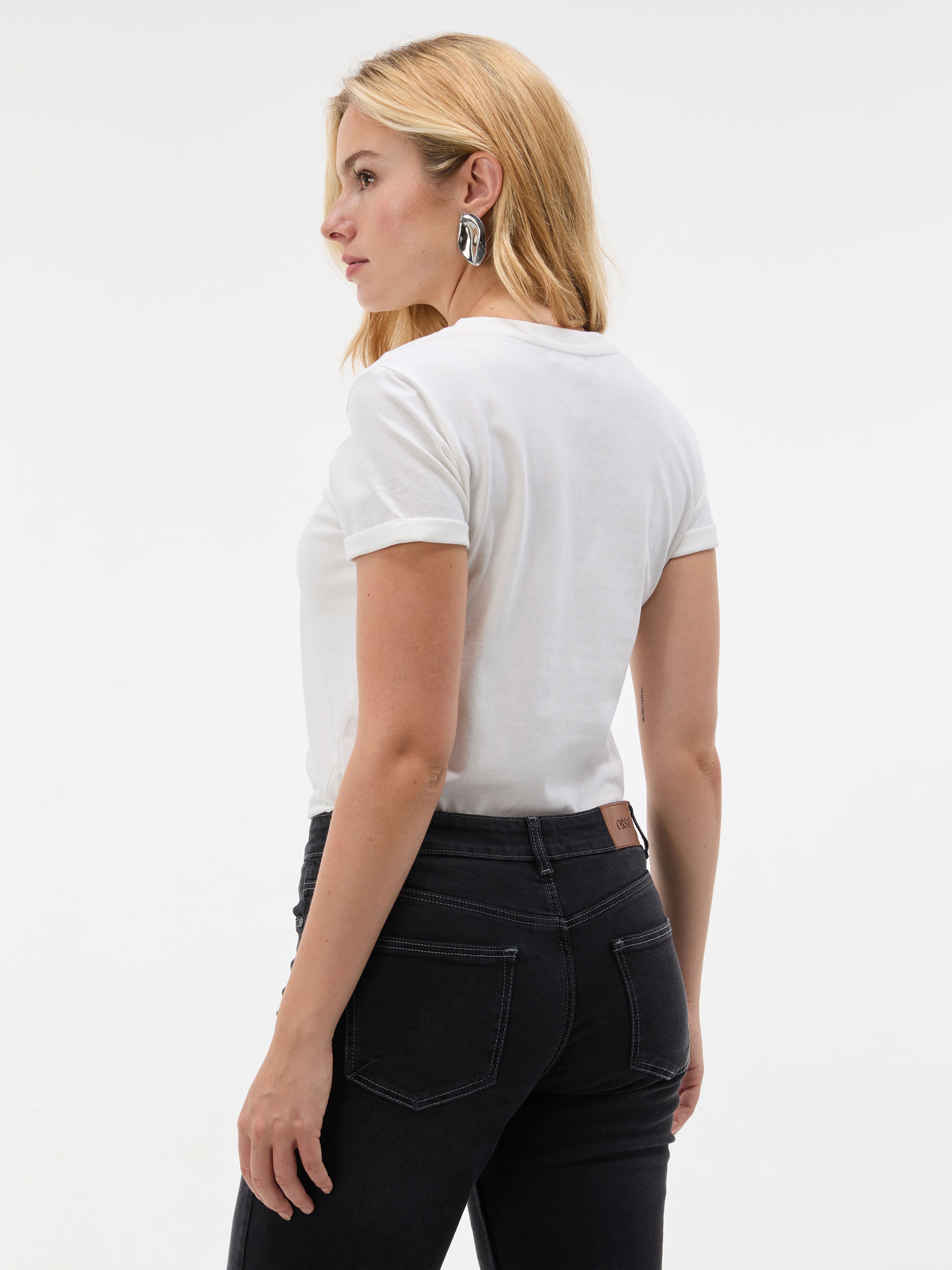 Biały damski t-shirt z krótkim rękawem ORSAY - 002