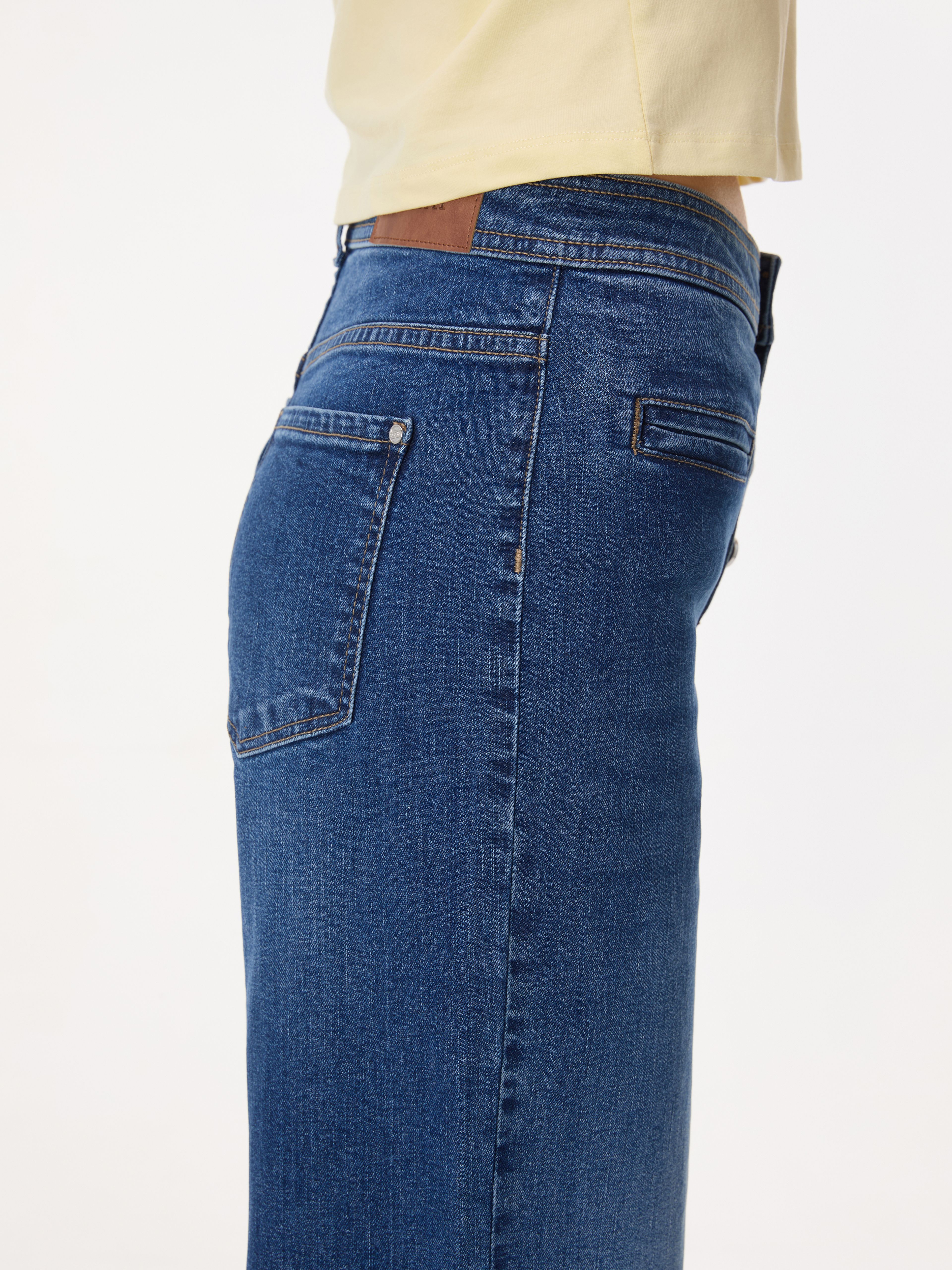 Niebieskie szerokie jeansy damskie ORSAY - 004