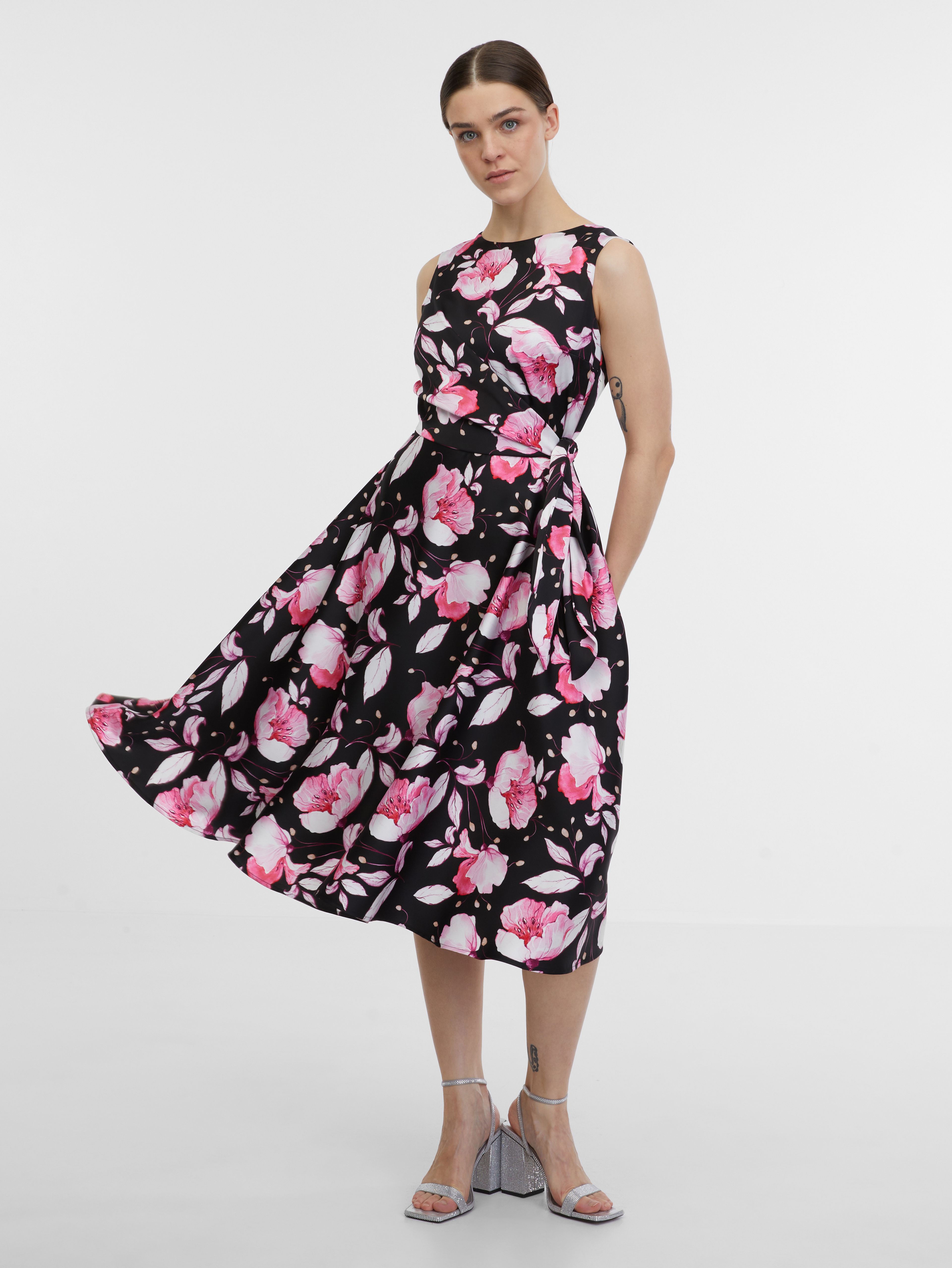 Rochie midi cu model floral roz și negru pentru femei ORSAY