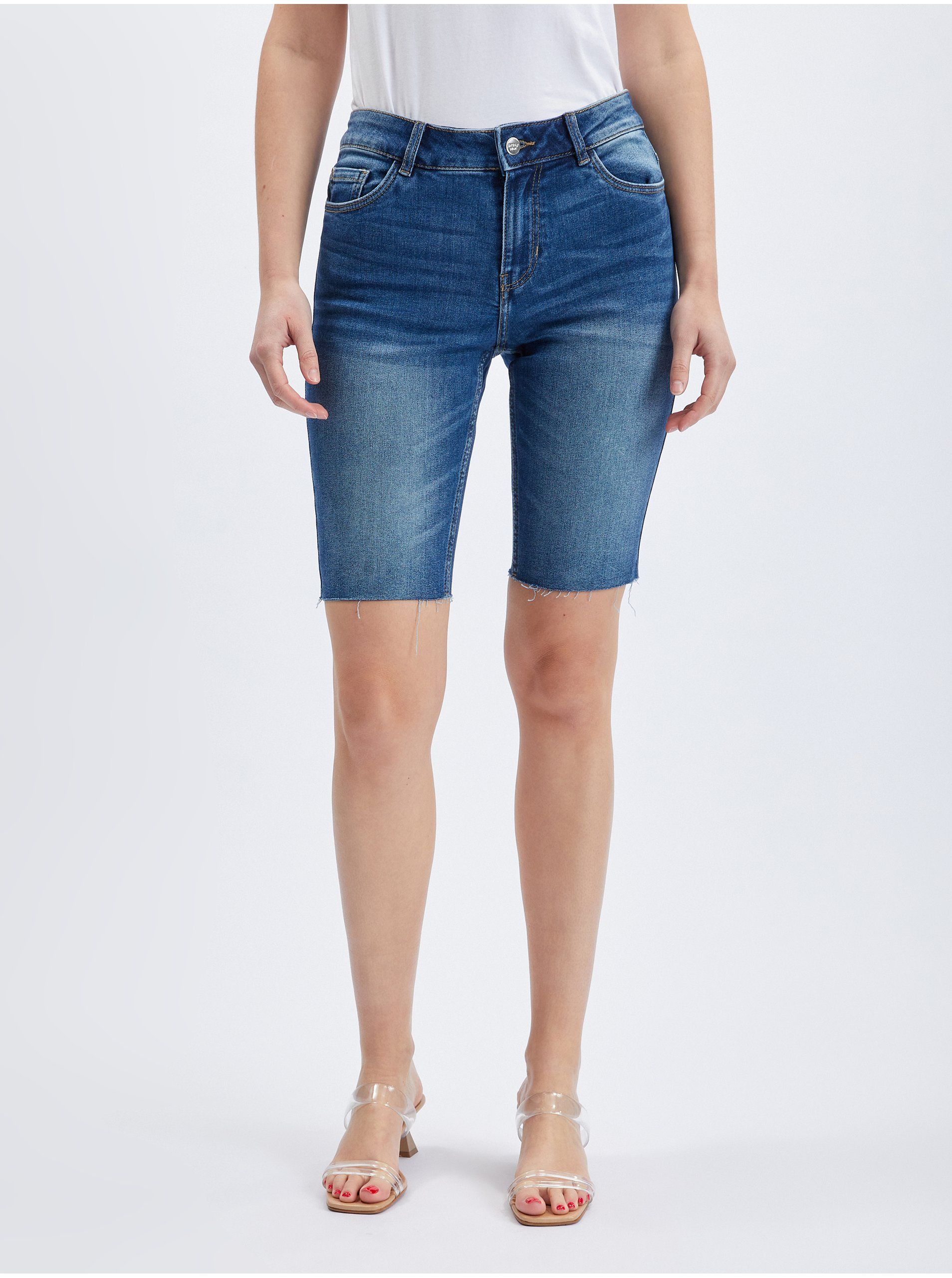 BlauerHafen Damen Denim Shorts – Hoch Tailliert, Mit Zerrissen-Look Und Quasten, Stretch-Jeans, Faded Wash