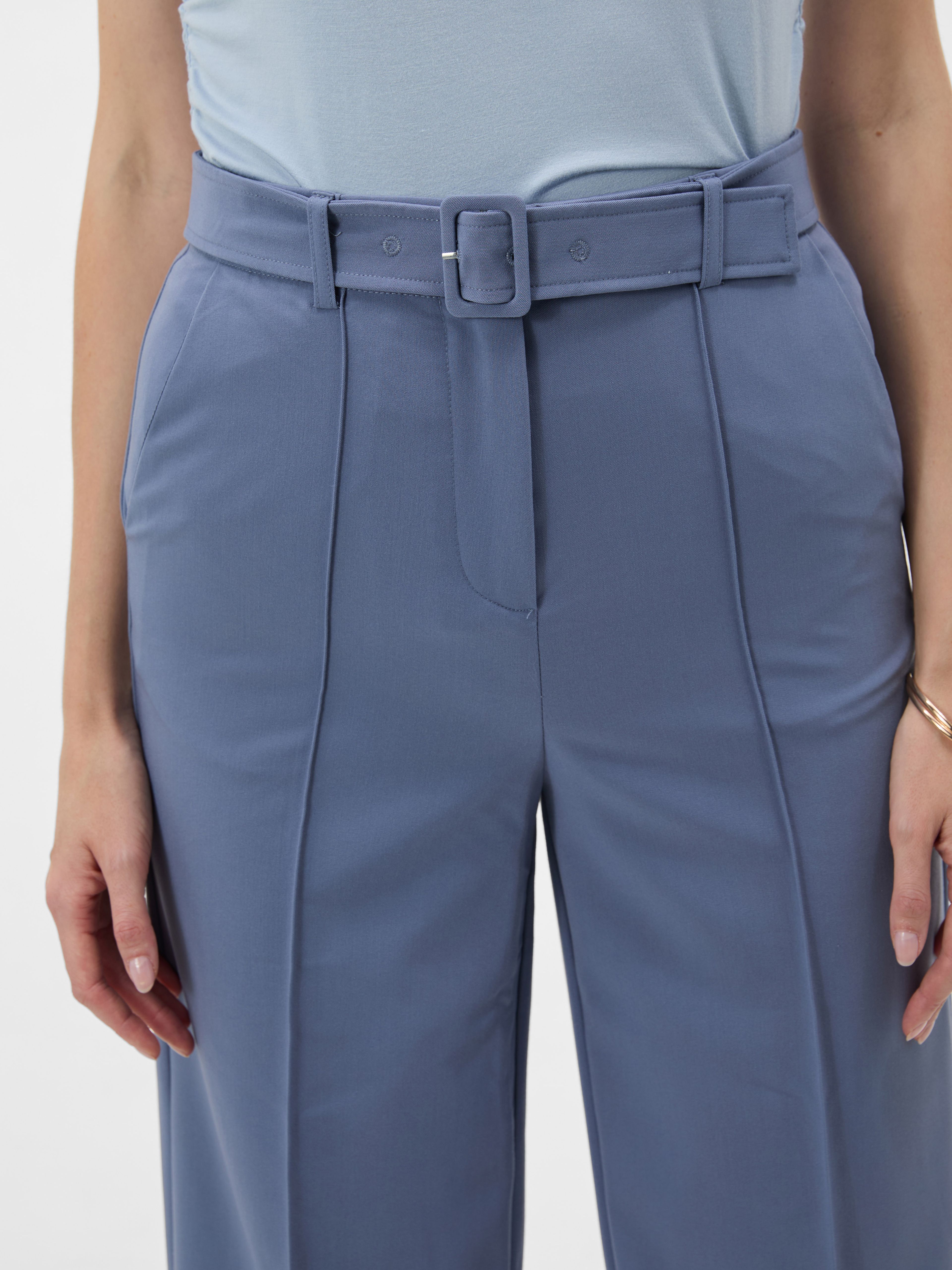 Blaue verkürzte Damenhose mit weitem Bein und hohem Bund ORSAY - 004