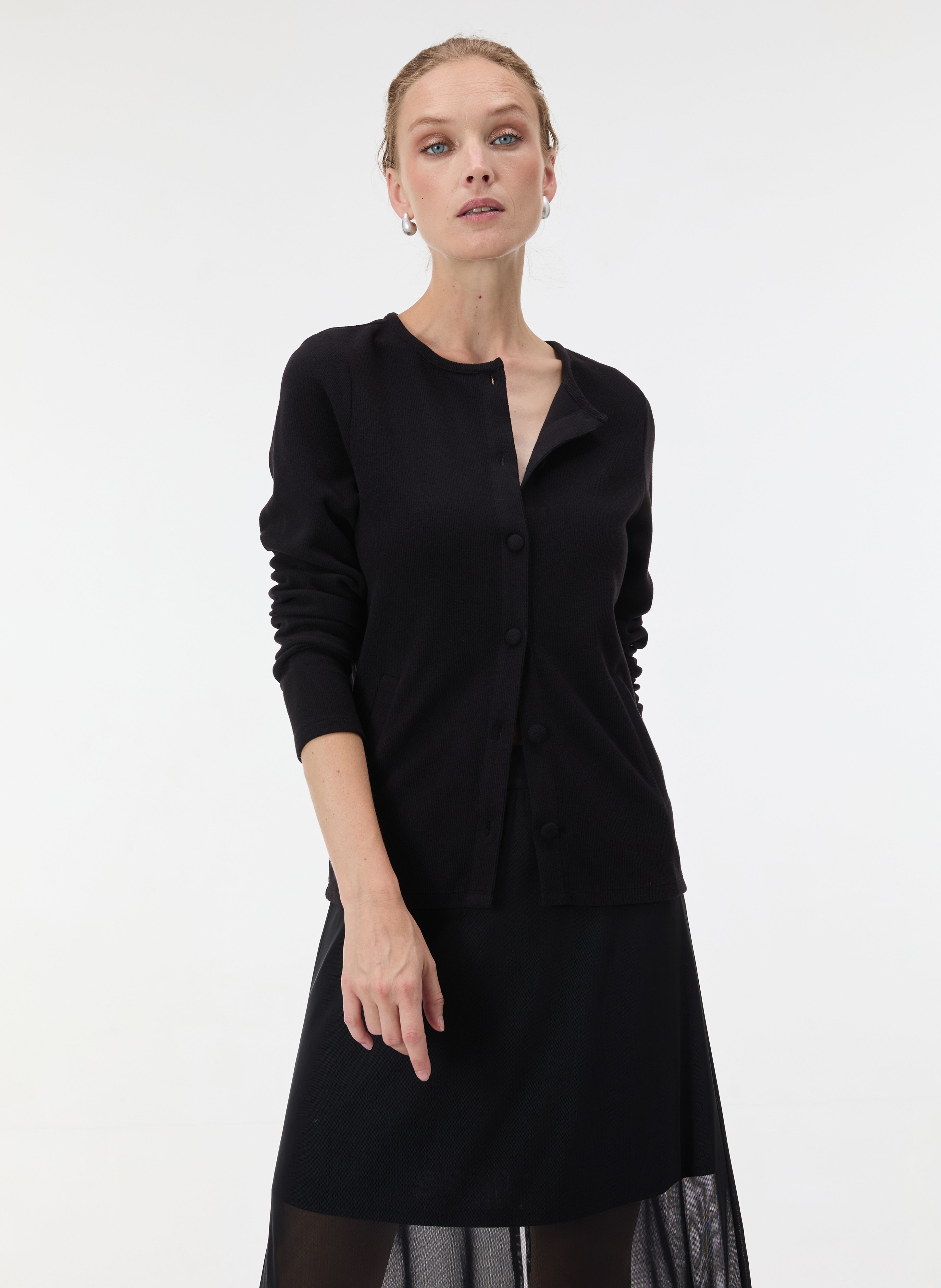 Schwarzer Damen-Cardigan mit langen Ärmeln ORSAY - 002