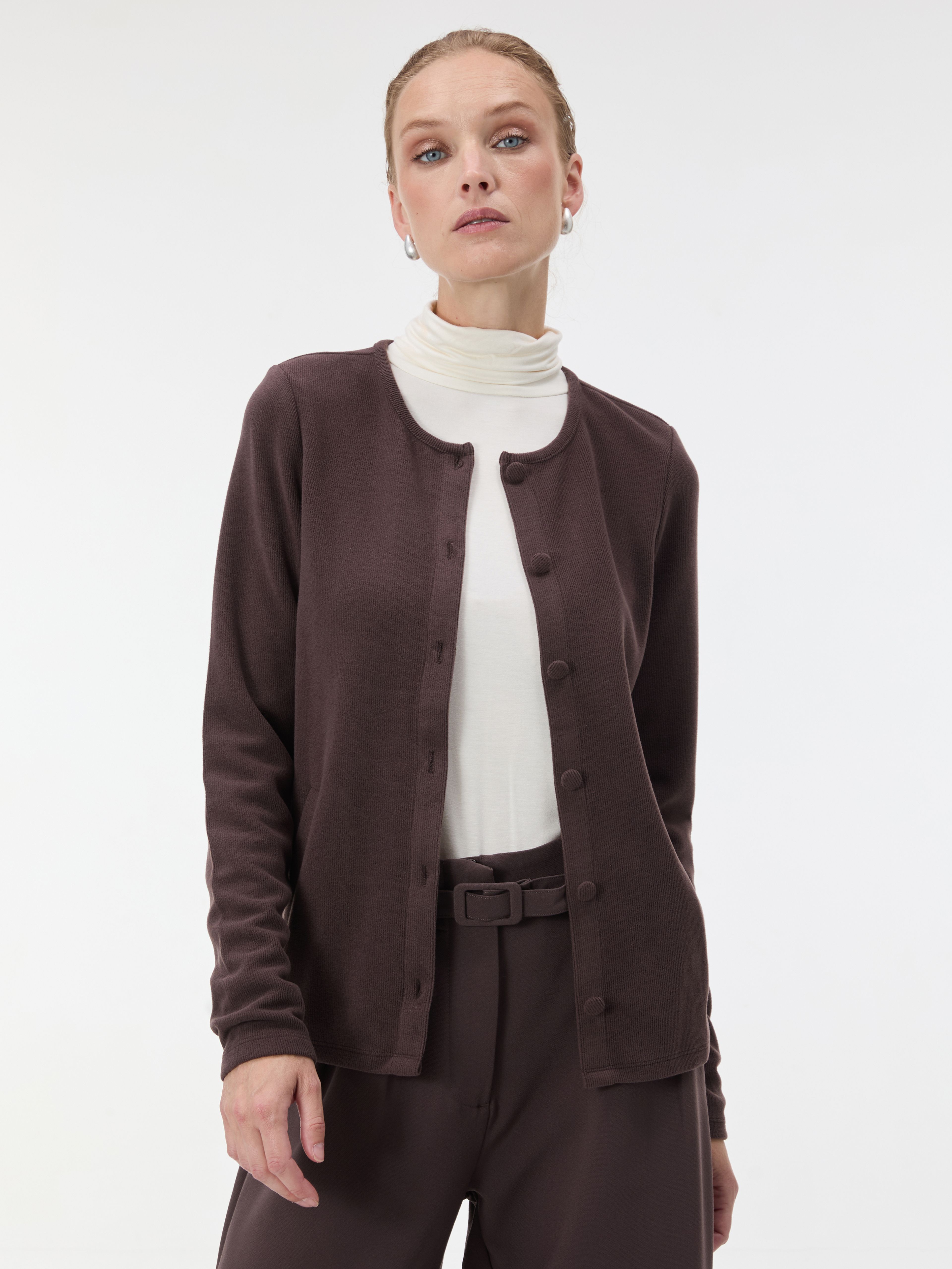 Brauner Damen-Cardigan mit langen Ärmeln ORSAY - 001