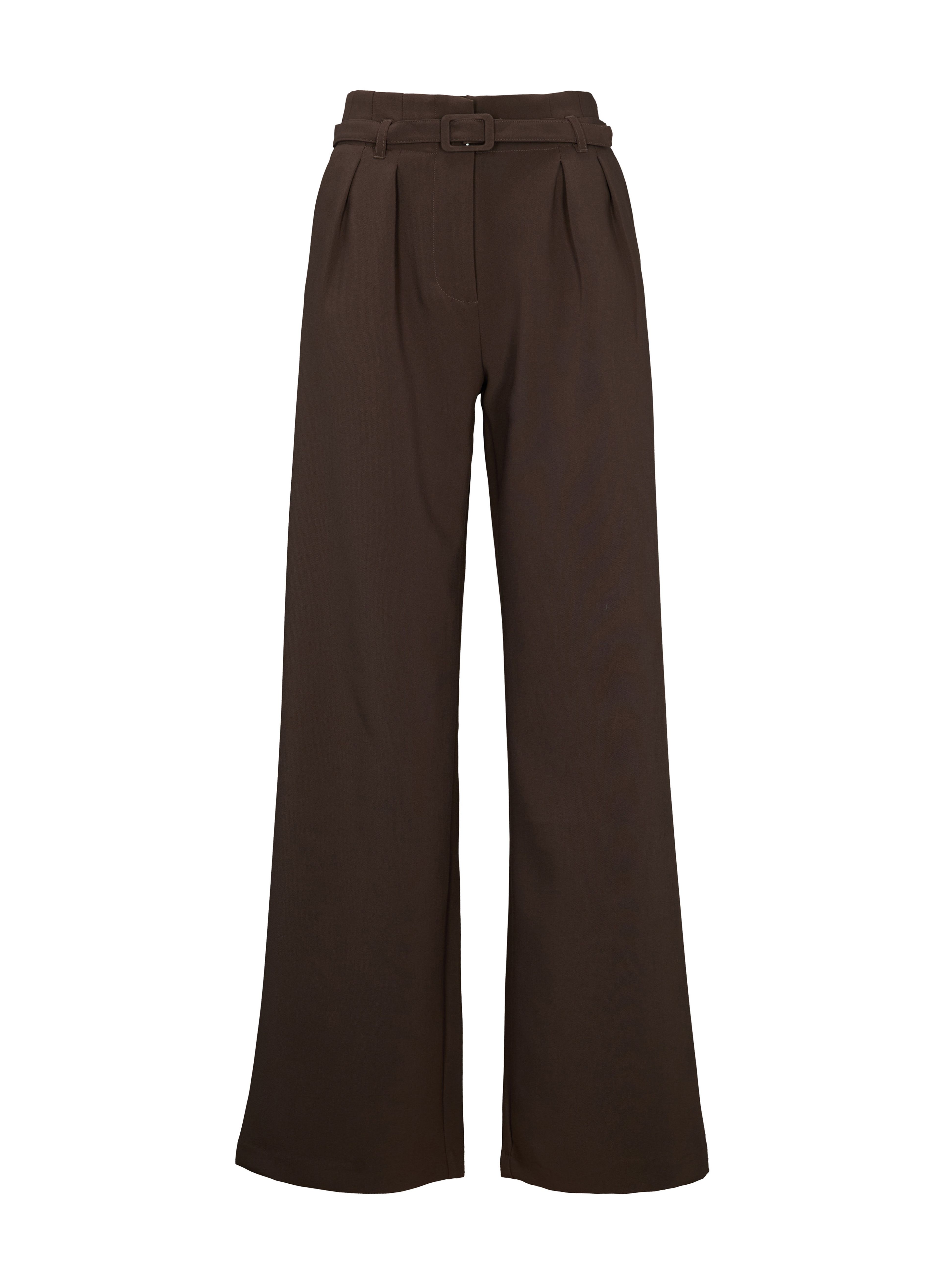 Dunkelbraune Damenhose mit weitem Bein und hohem Bund ORSAY - 005