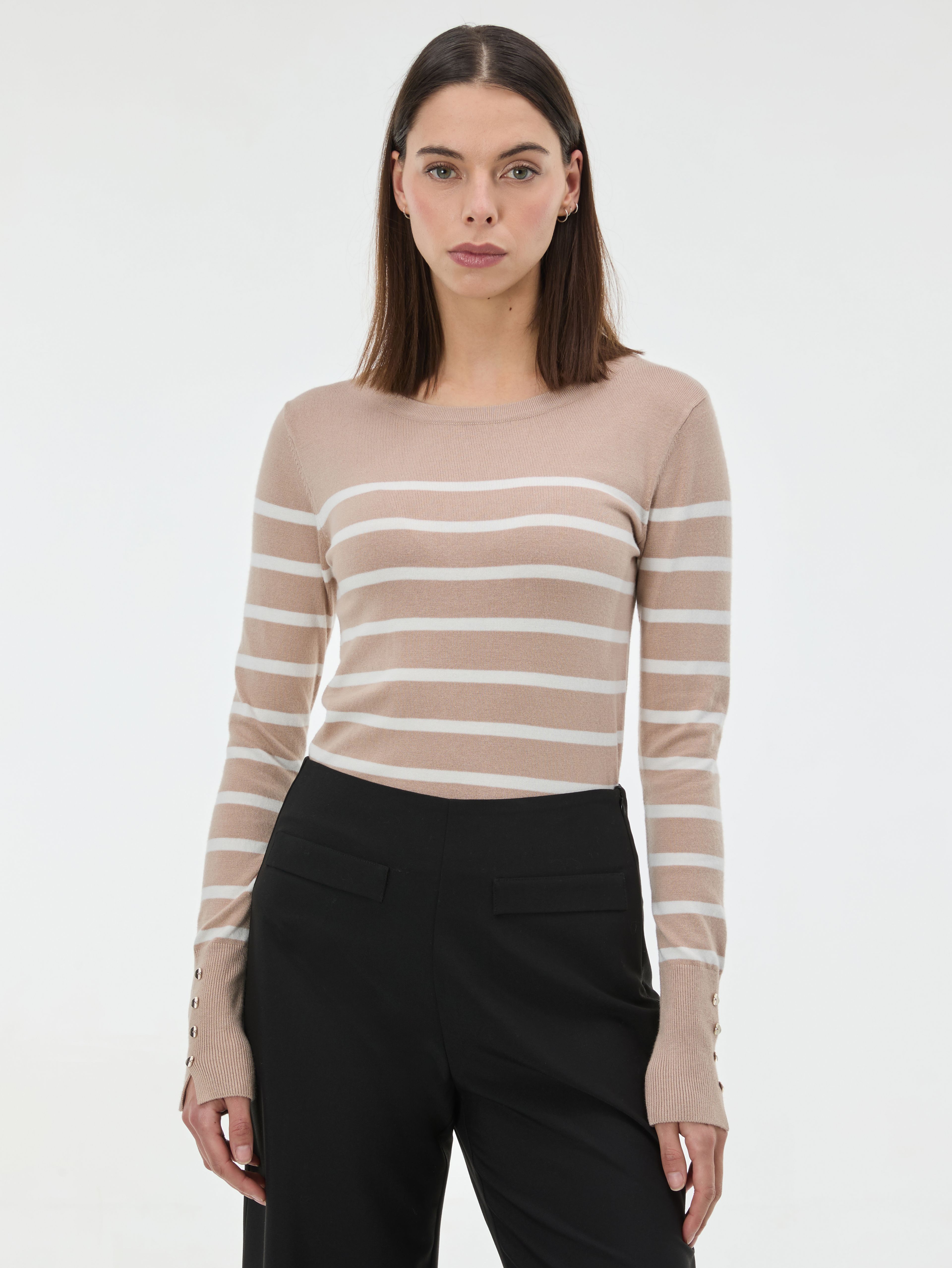 Béžový dámský pruhovaný svetr ORSAY