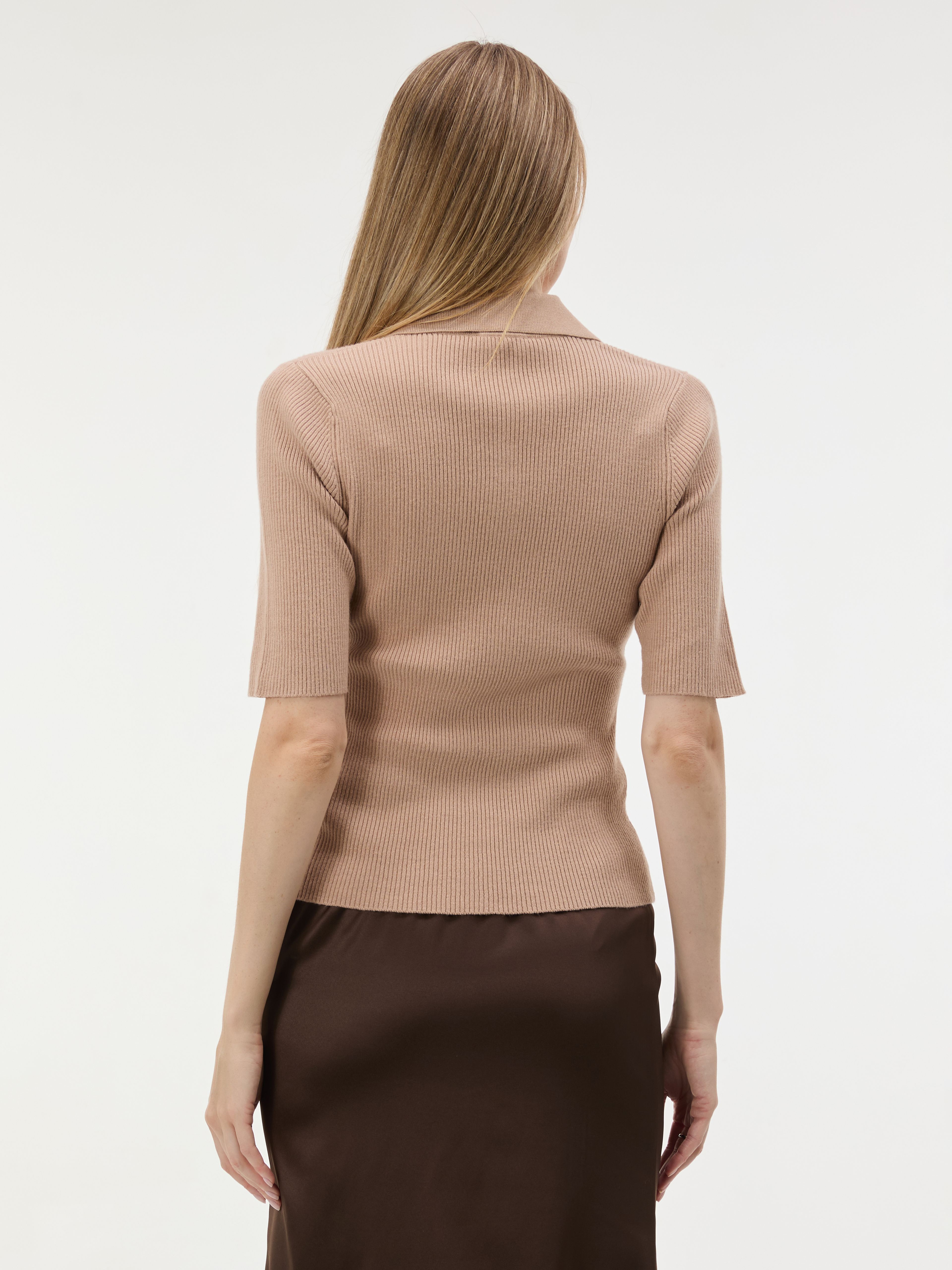 Beiger Damen-Cardigan mit Kragen und kurzen Ärmeln ORSAY - 004