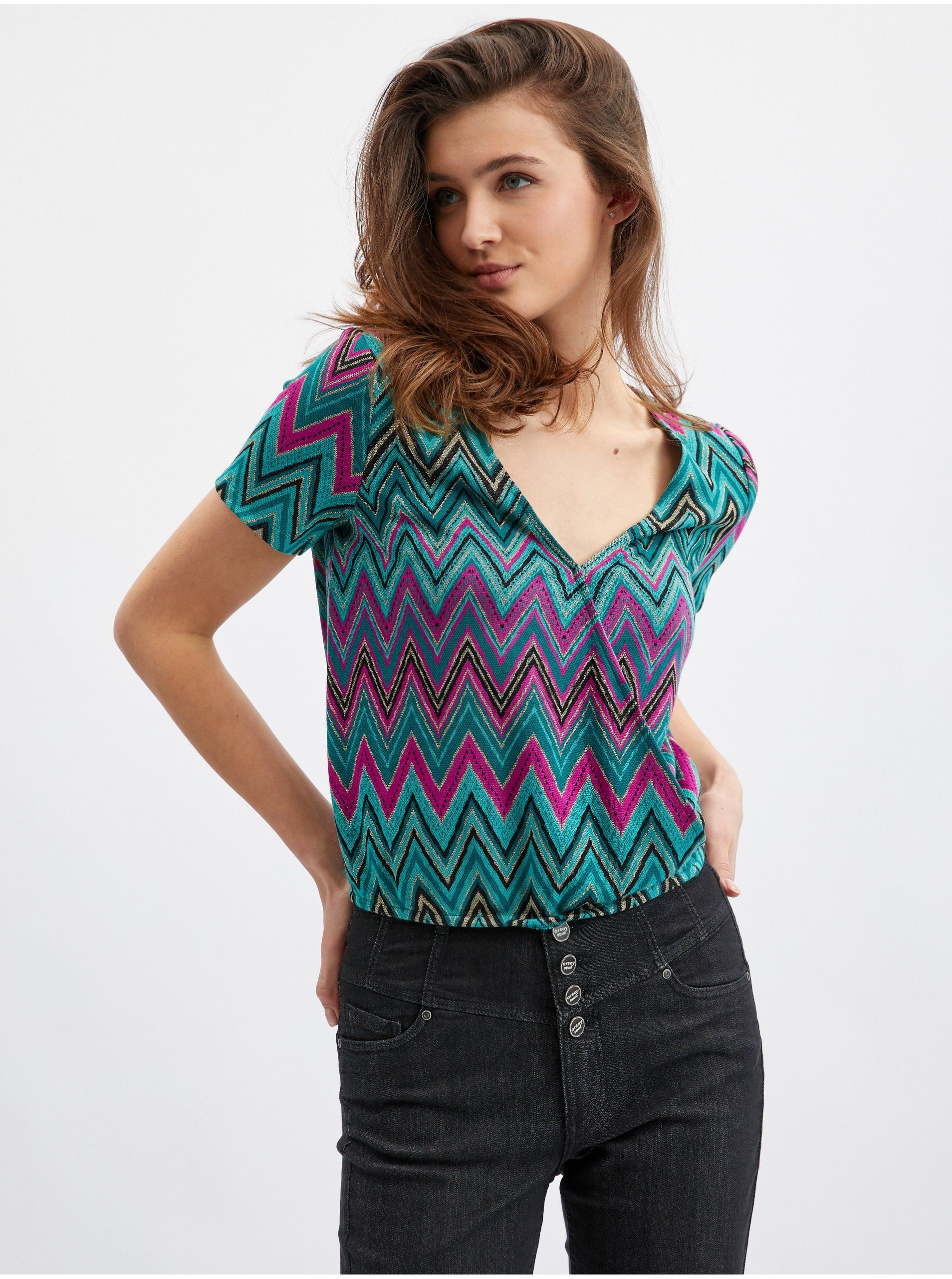 Tricou pentru femei cu model roz-verde ORSAY | Orsay.ro - Magazinul ...