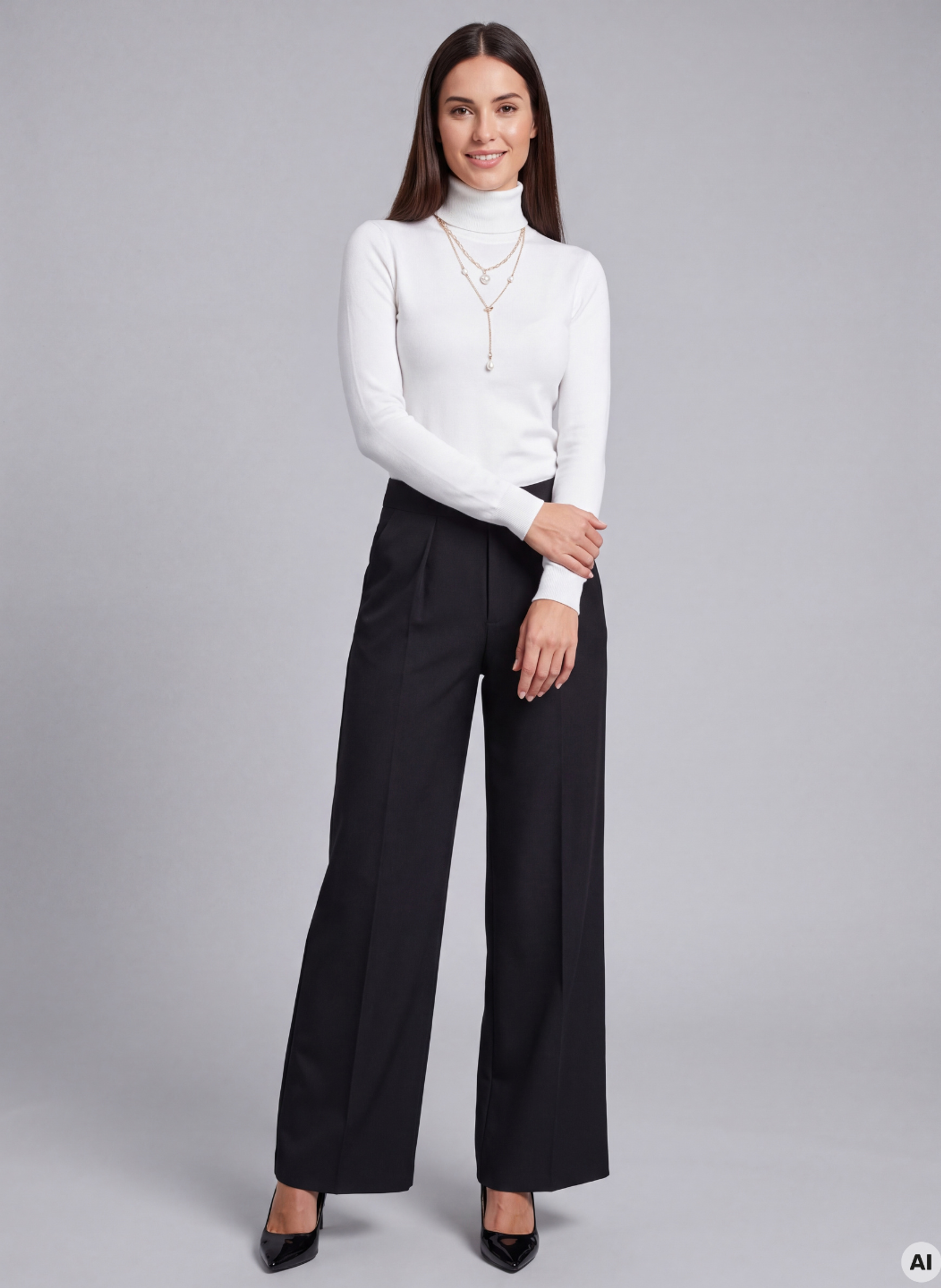 Schwarze weite Damenhose ORSAY - 006