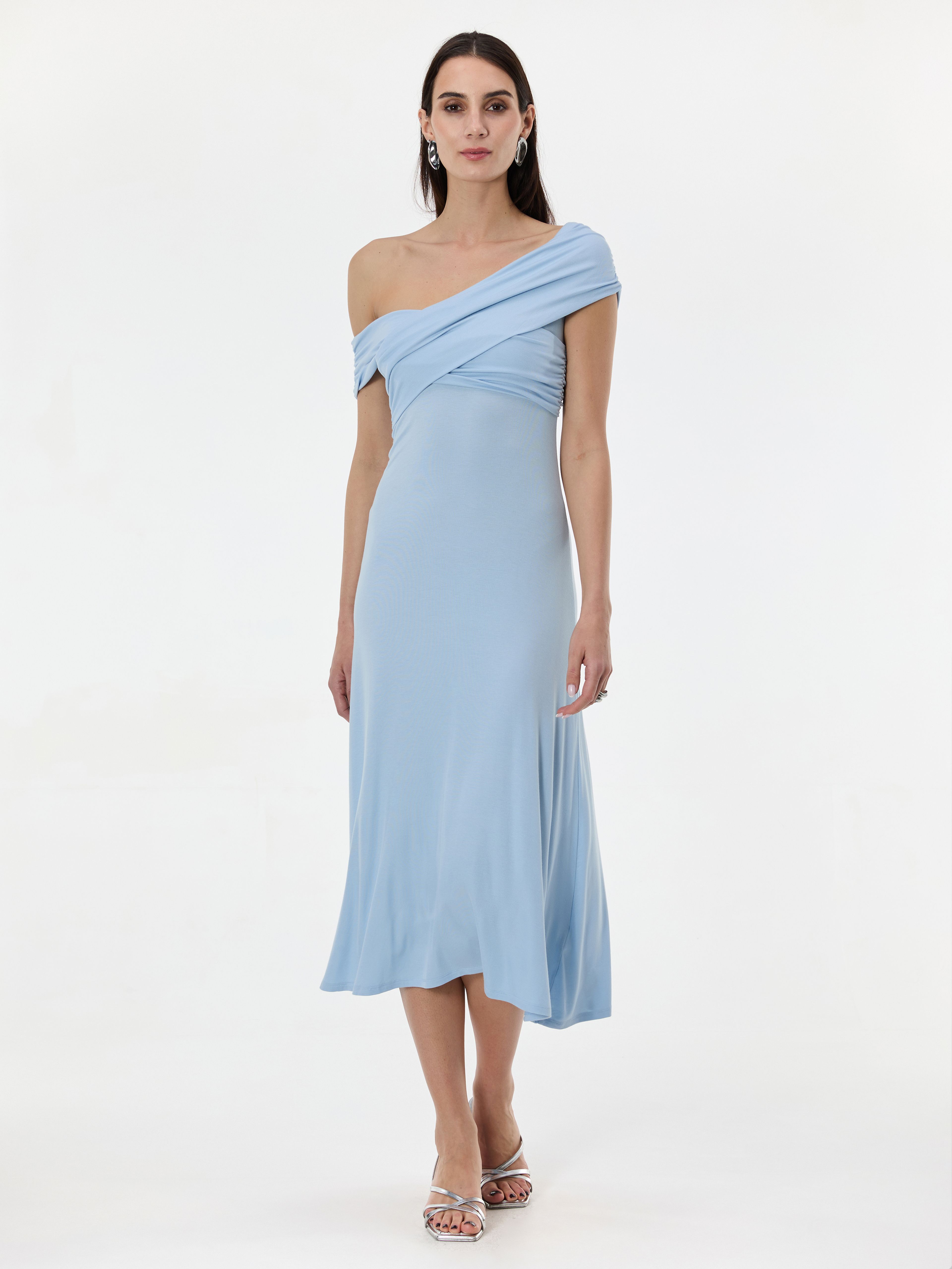 Jasnoniebieska damska sukienka maxi ORSAY