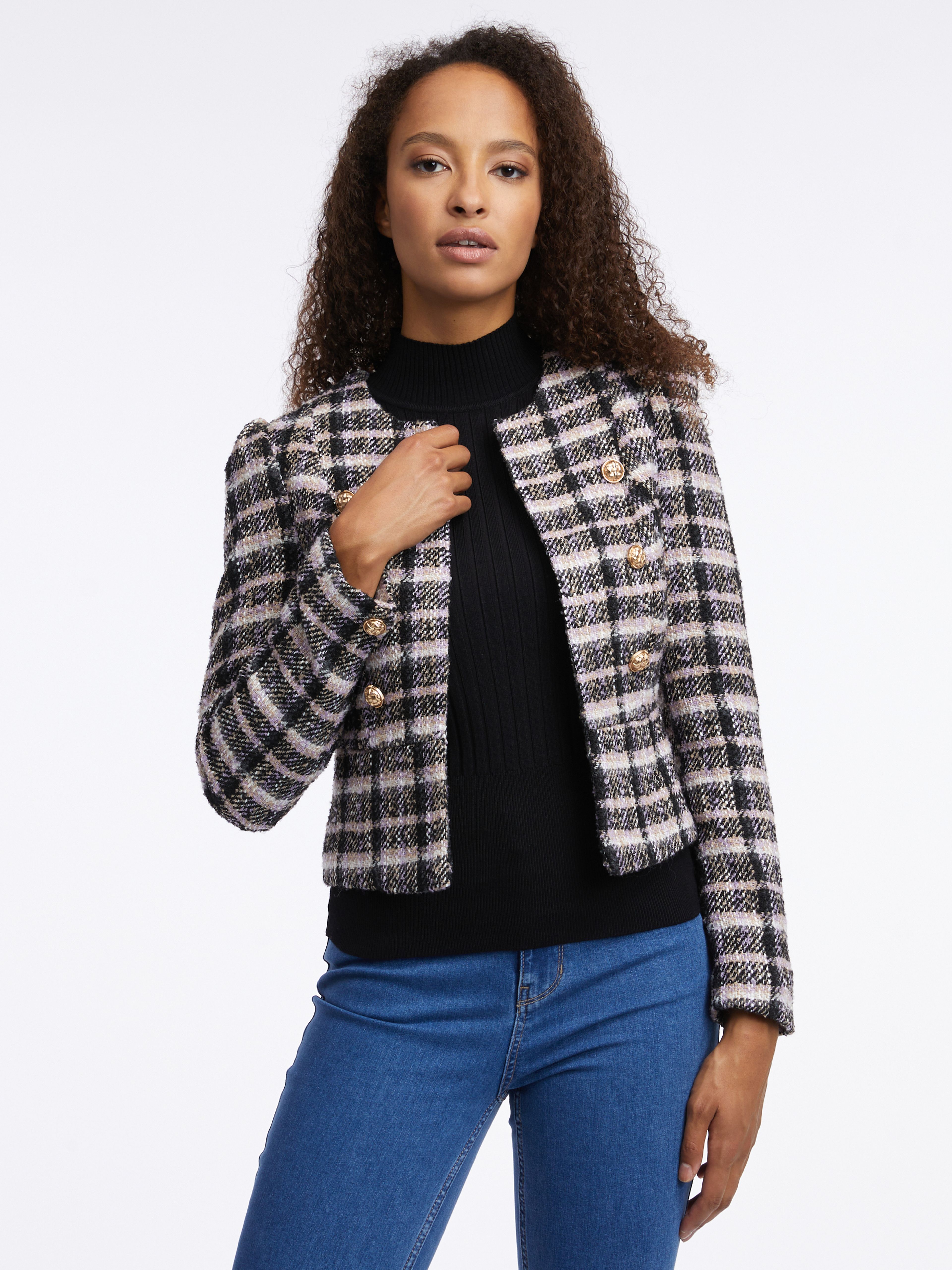 Schwarzer Damen-Karo-Blazer ORSAY