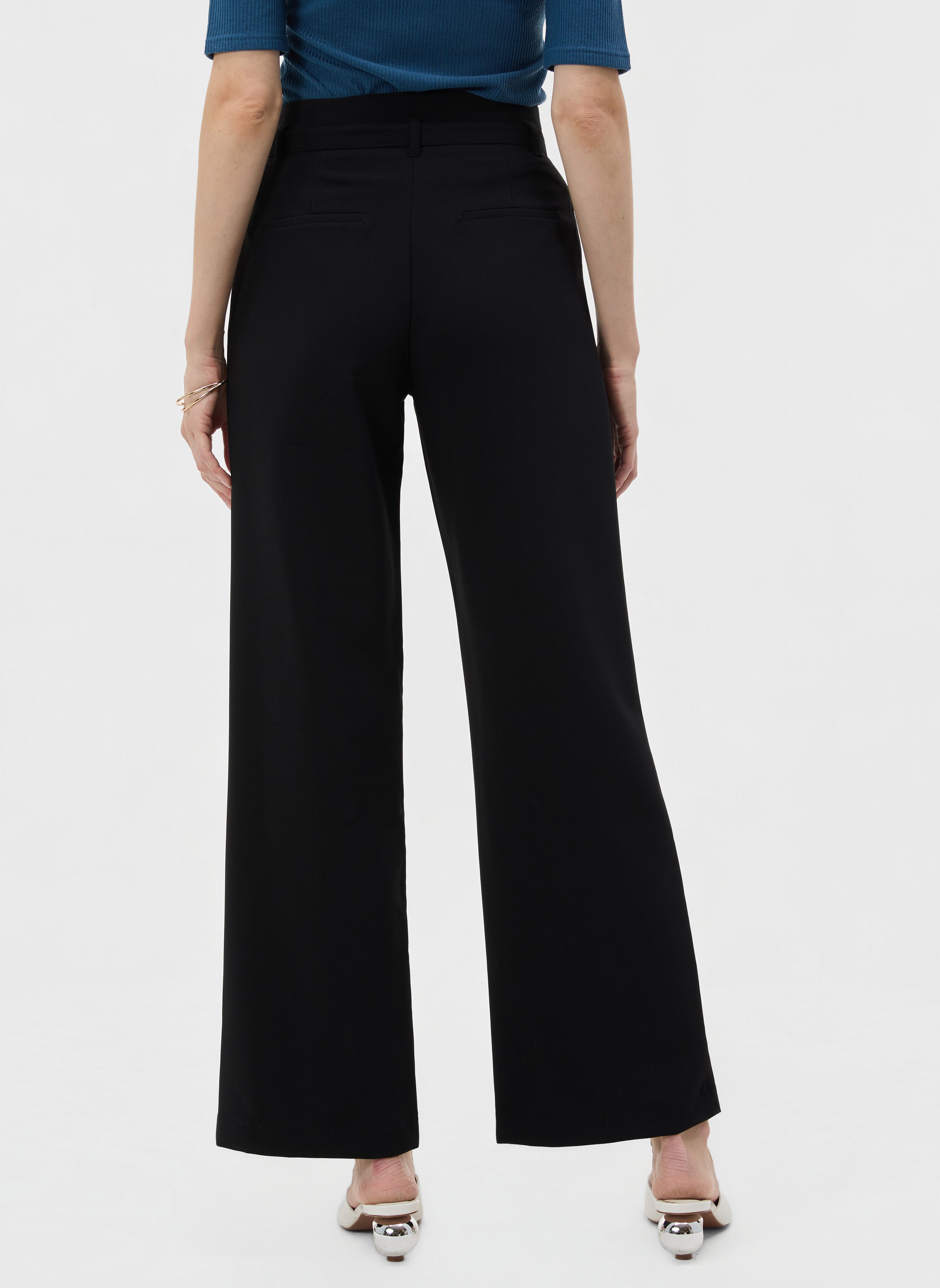 Schwarze Damenhose mit weitem Bein und hohem Bund ORSAY - 003