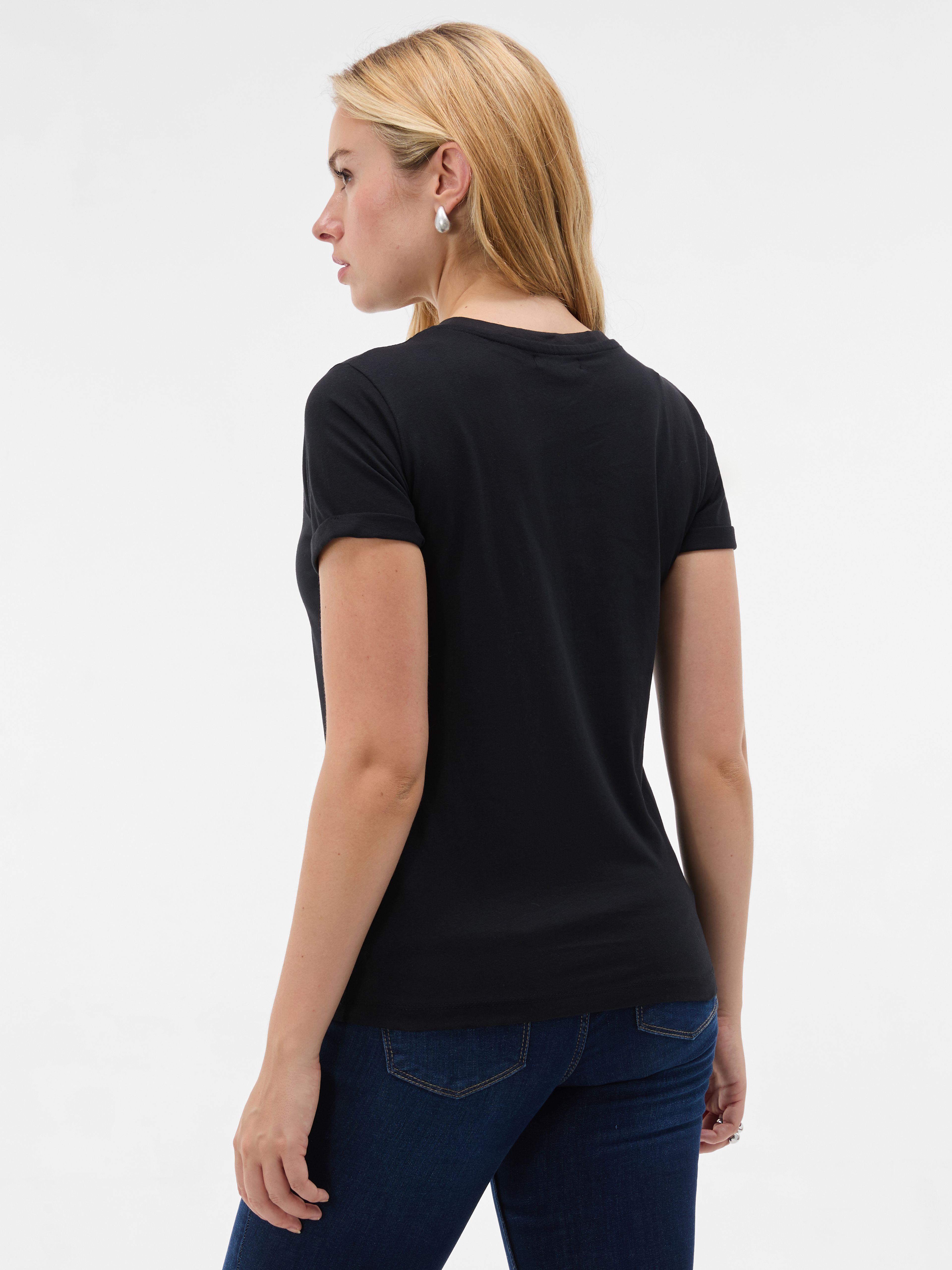 Czarny damski t-shirt z krótkim rękawem ORSAY - 002