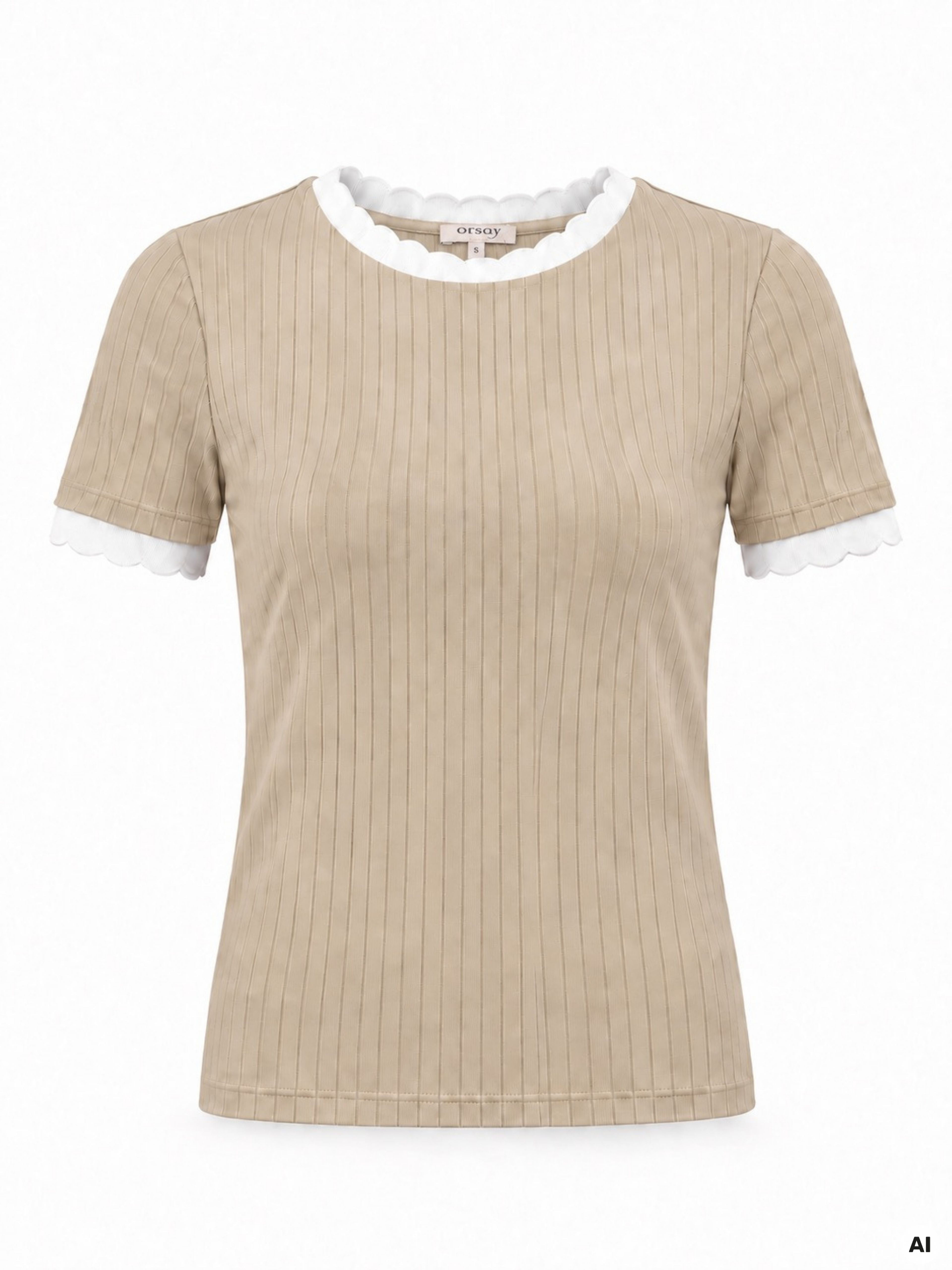 Tricou pentru femei bej cu mâneci scurte ORSAY - 005