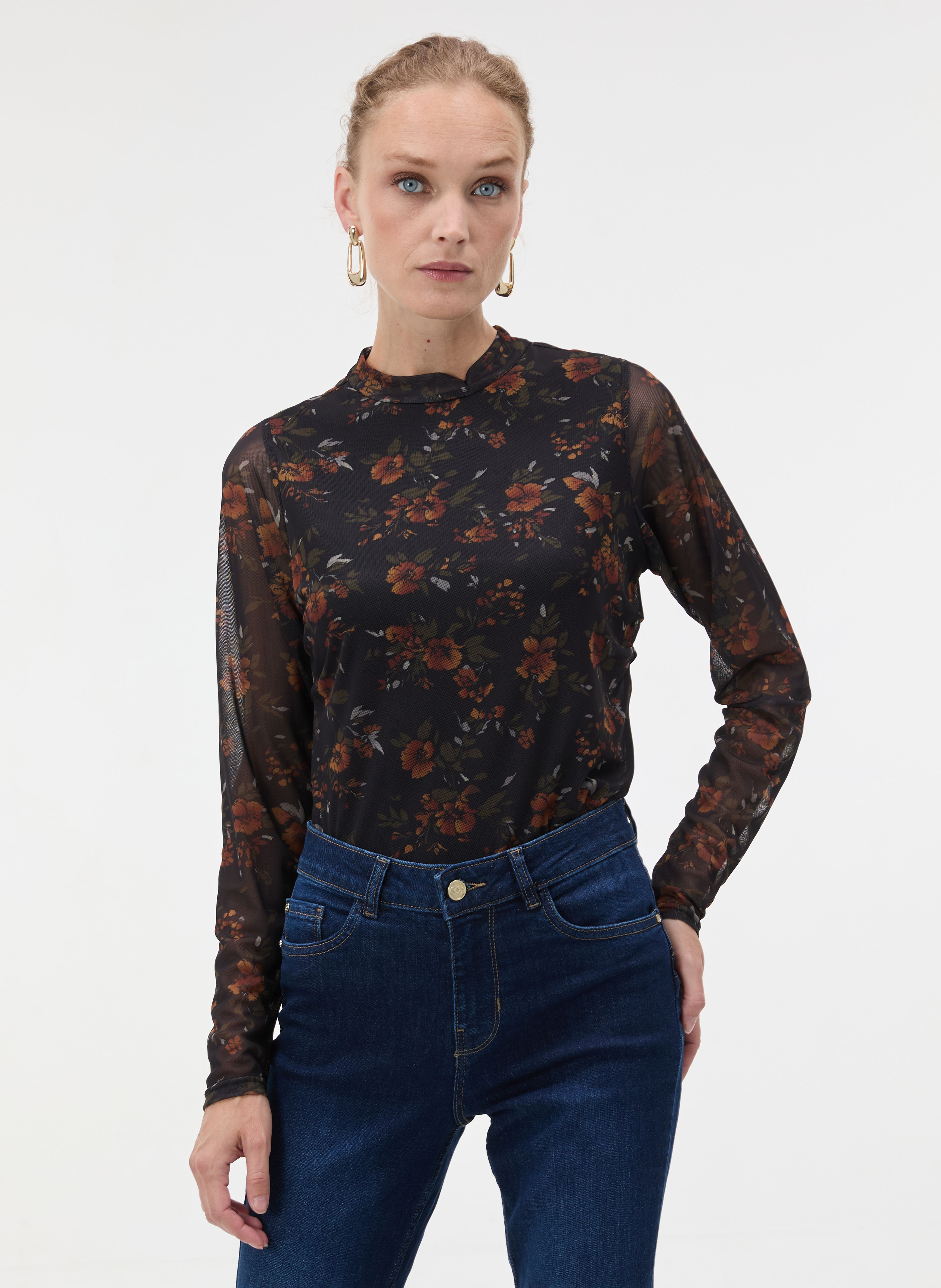 ORSAY fekete mintás női top - 002