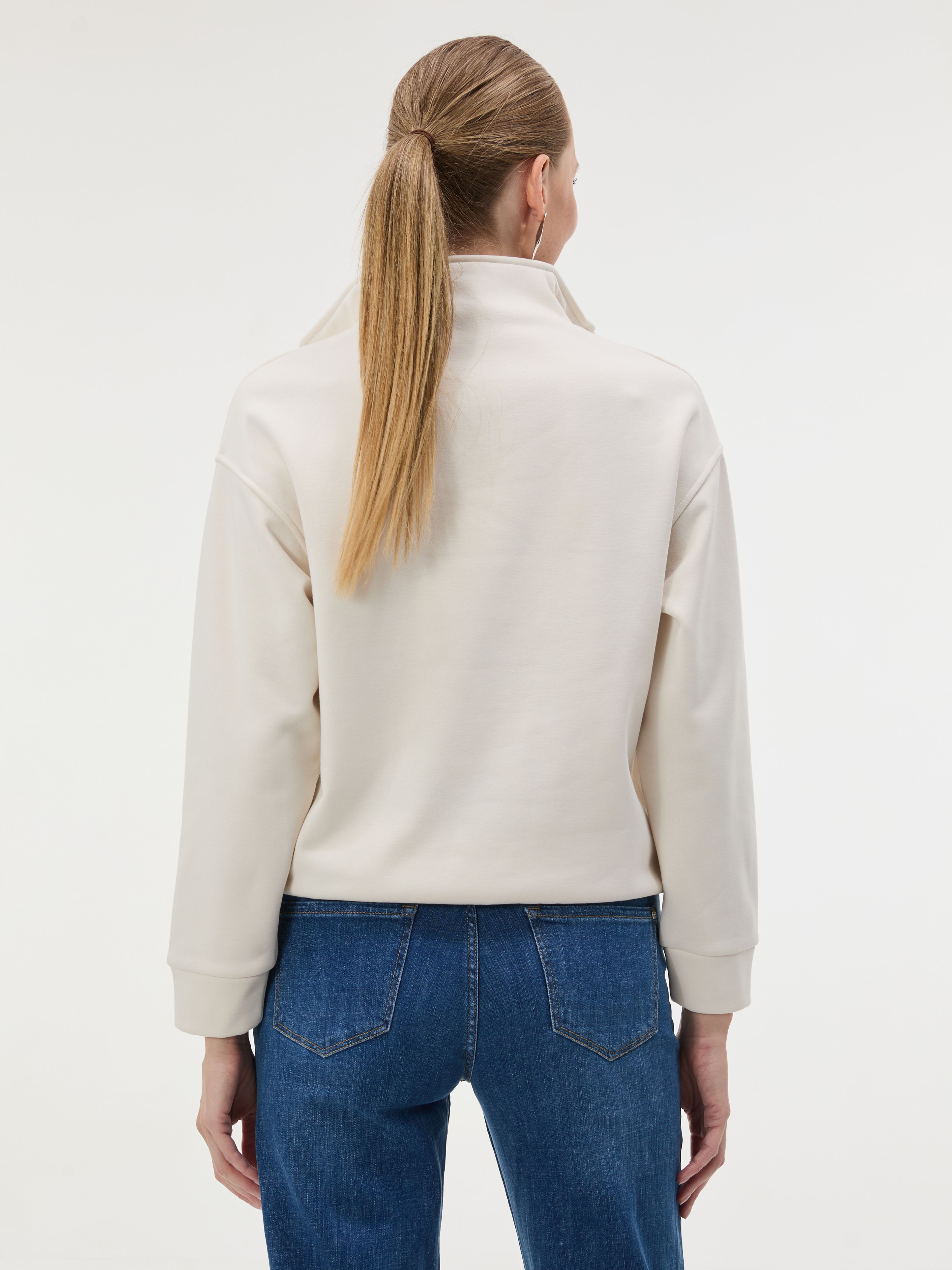 Weißes Damen-Sweatshirt mit Stehkragen und langen Ärmeln ORSAY - 004