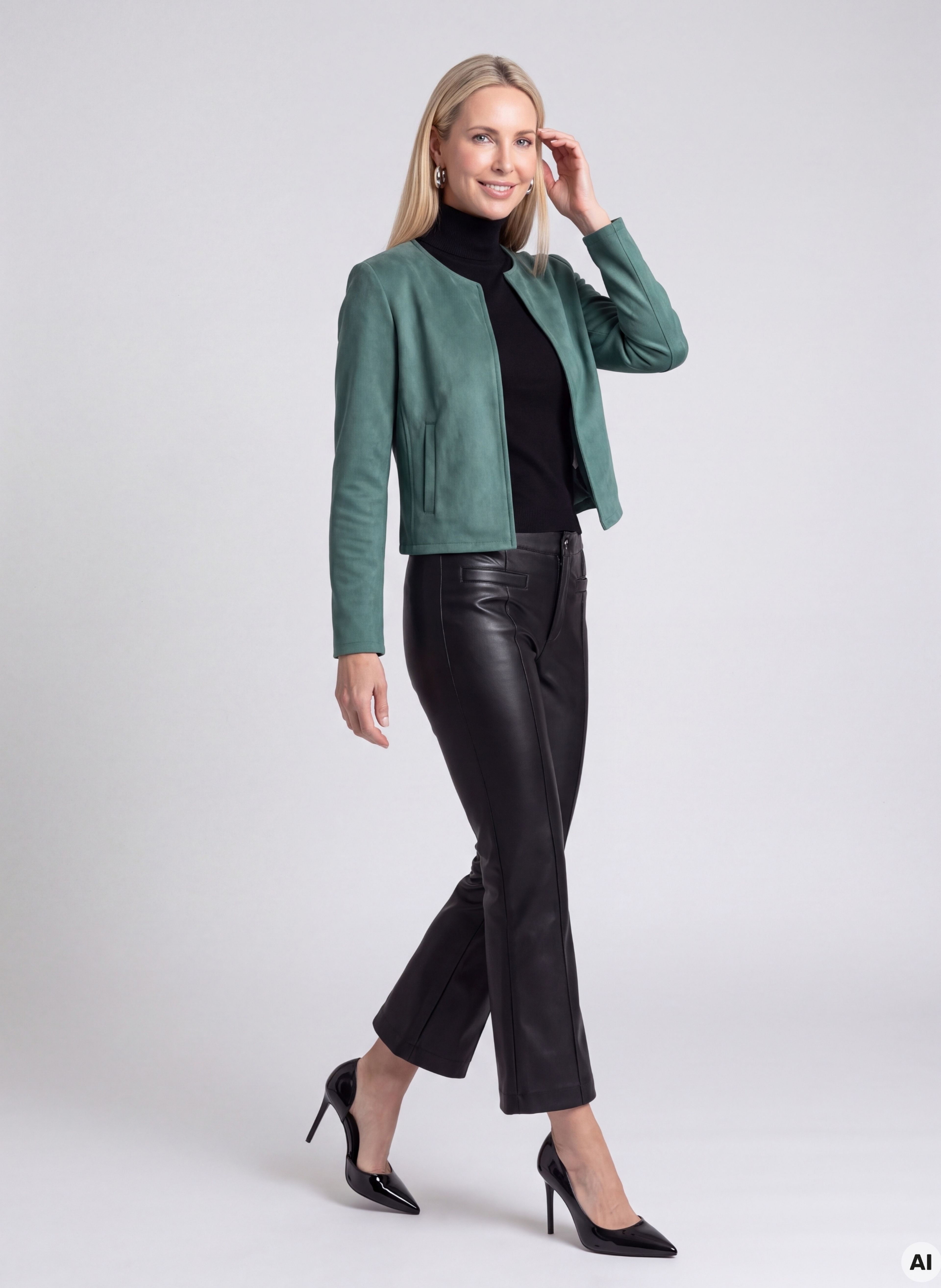 Türkiser Damen-Bolero mit Rundhalsausschnitt ORSAY - 002