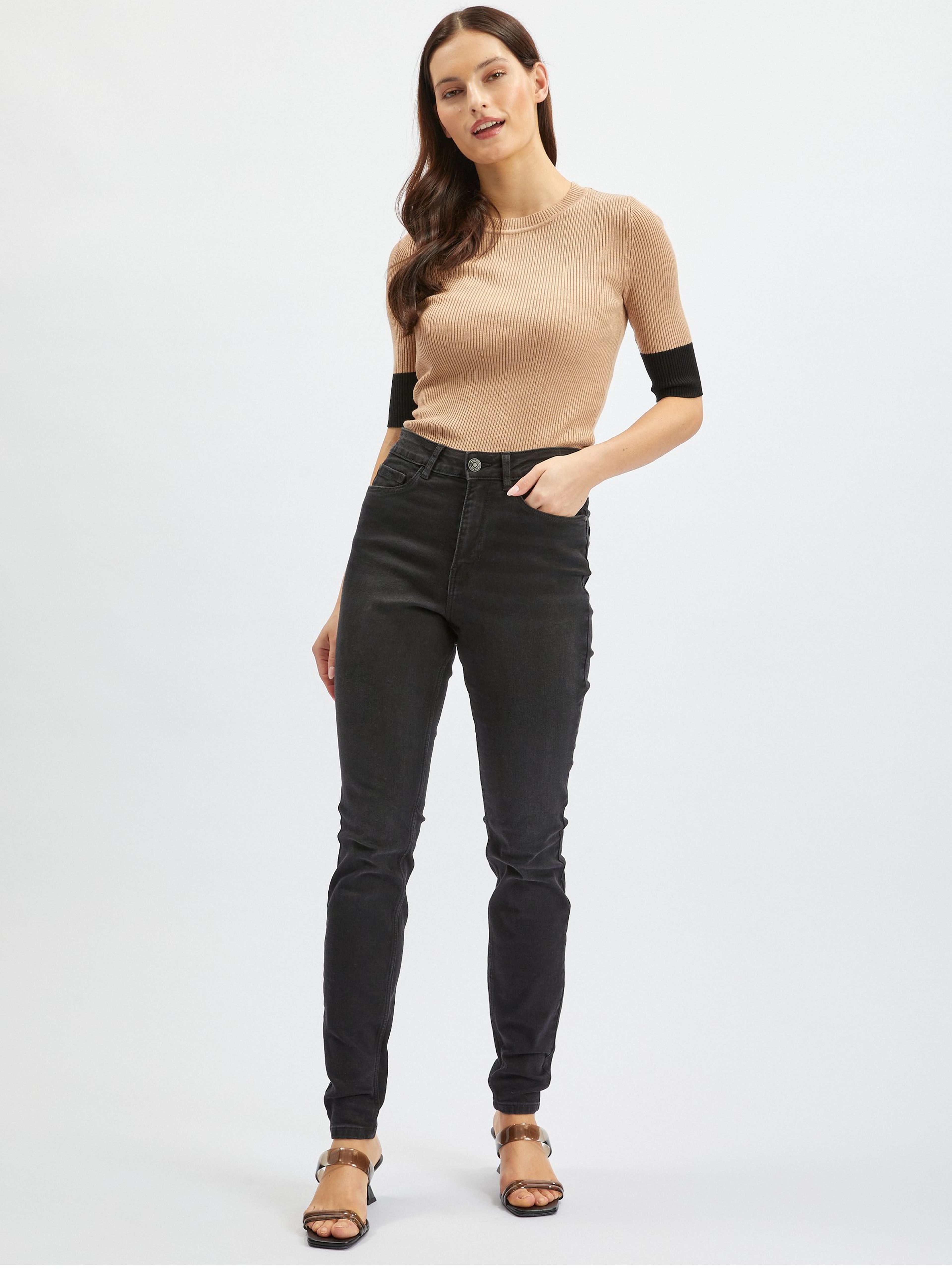 Czarne damskie skinny fit jeansy ORSAY