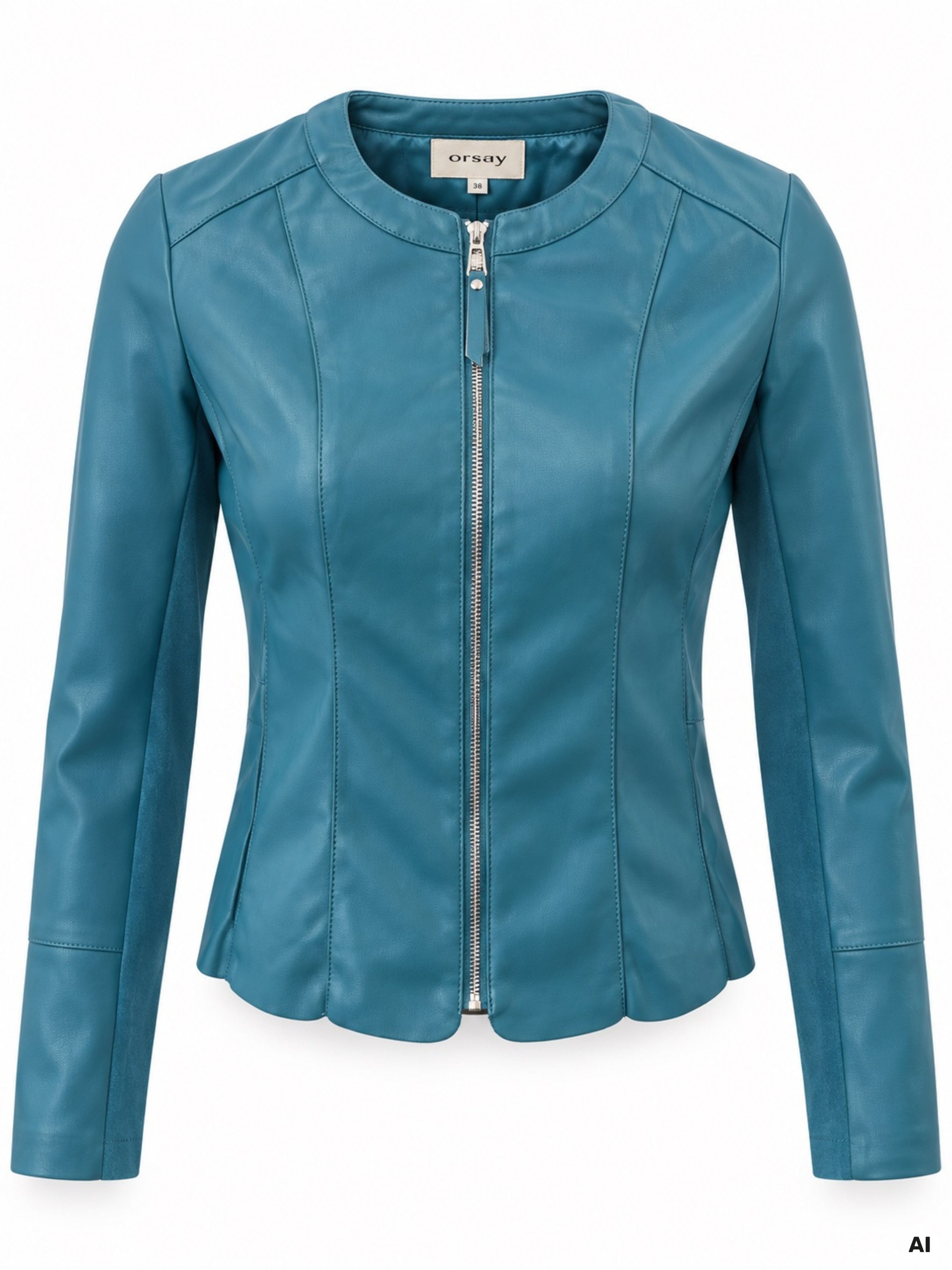 Türkisfarbene Damen-Kunstlederjacke ORSAY - 005