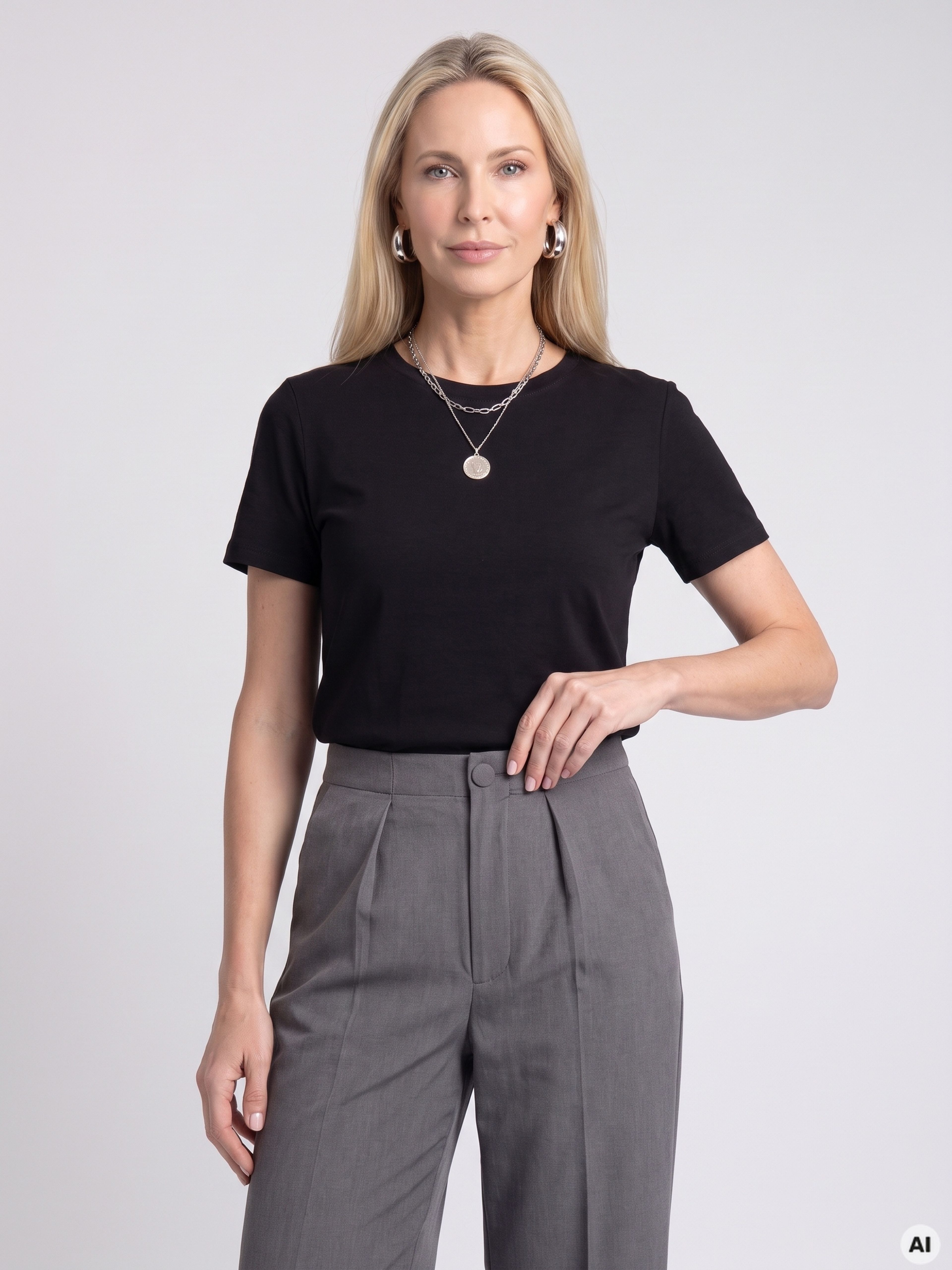Pantaloni largi gri închis pentru femei ORSAY - 006