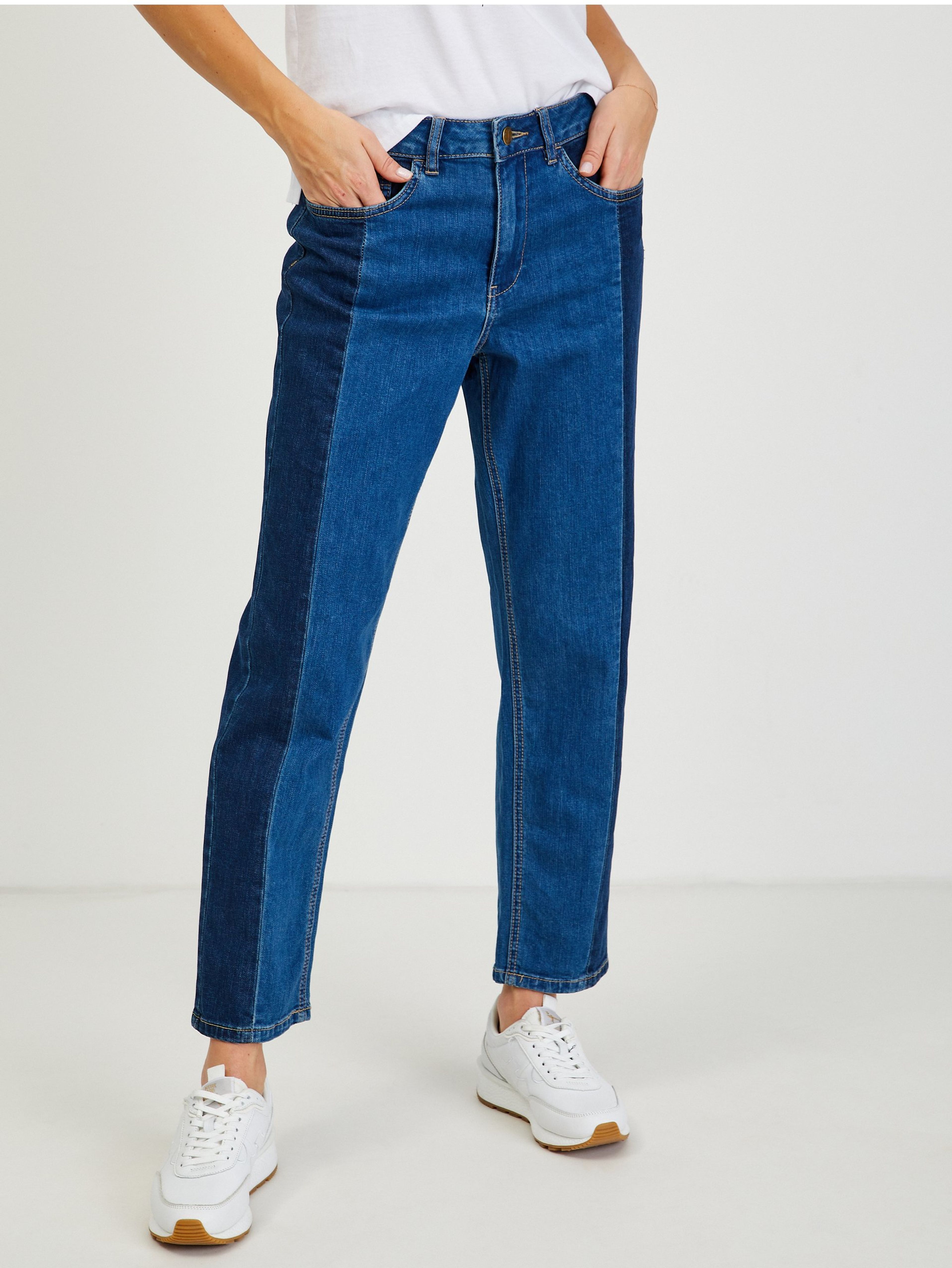 Granatowe damskie jeansy straight fit ORSAY