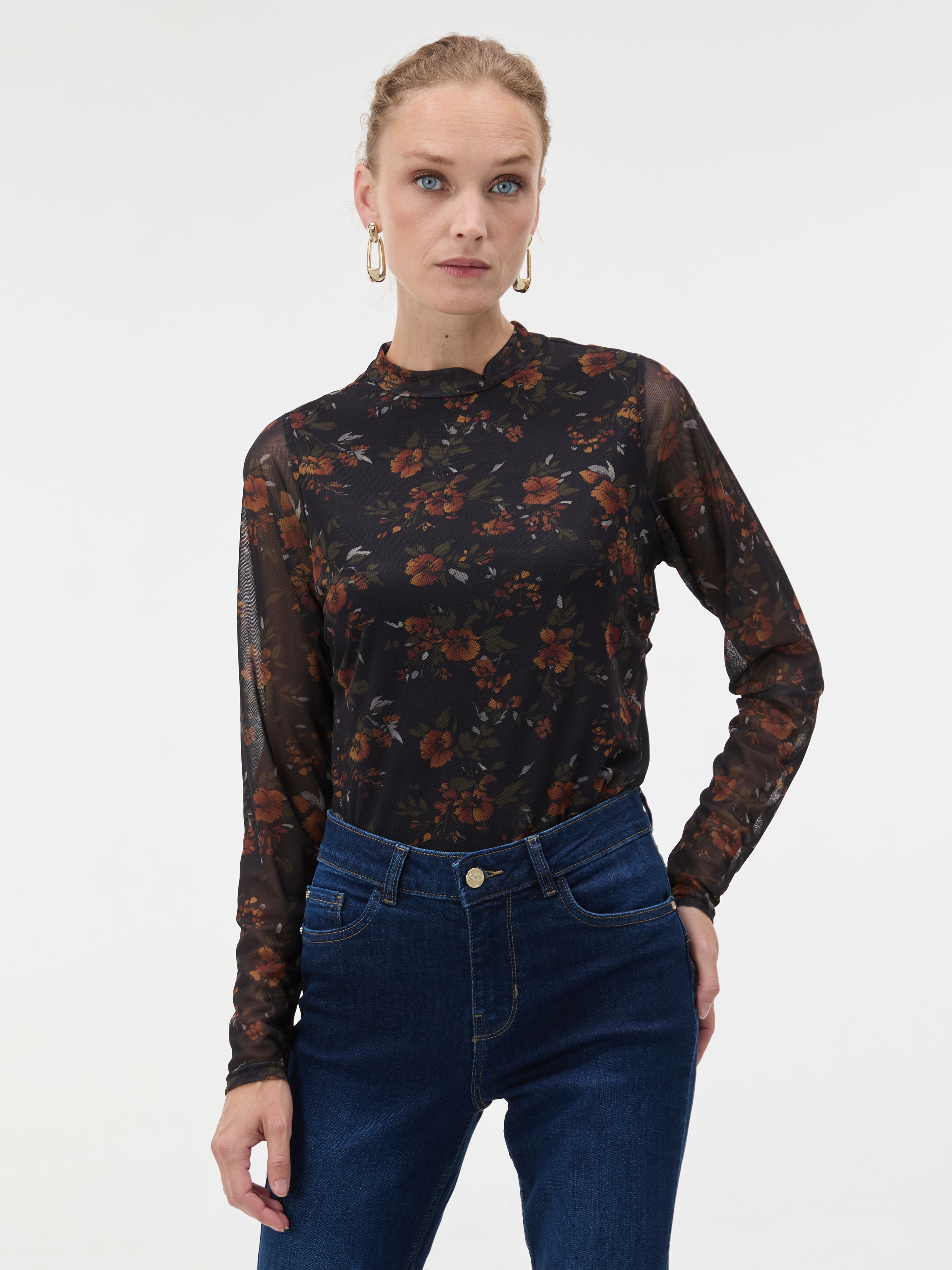 ORSAY fekete mintás női top - 002