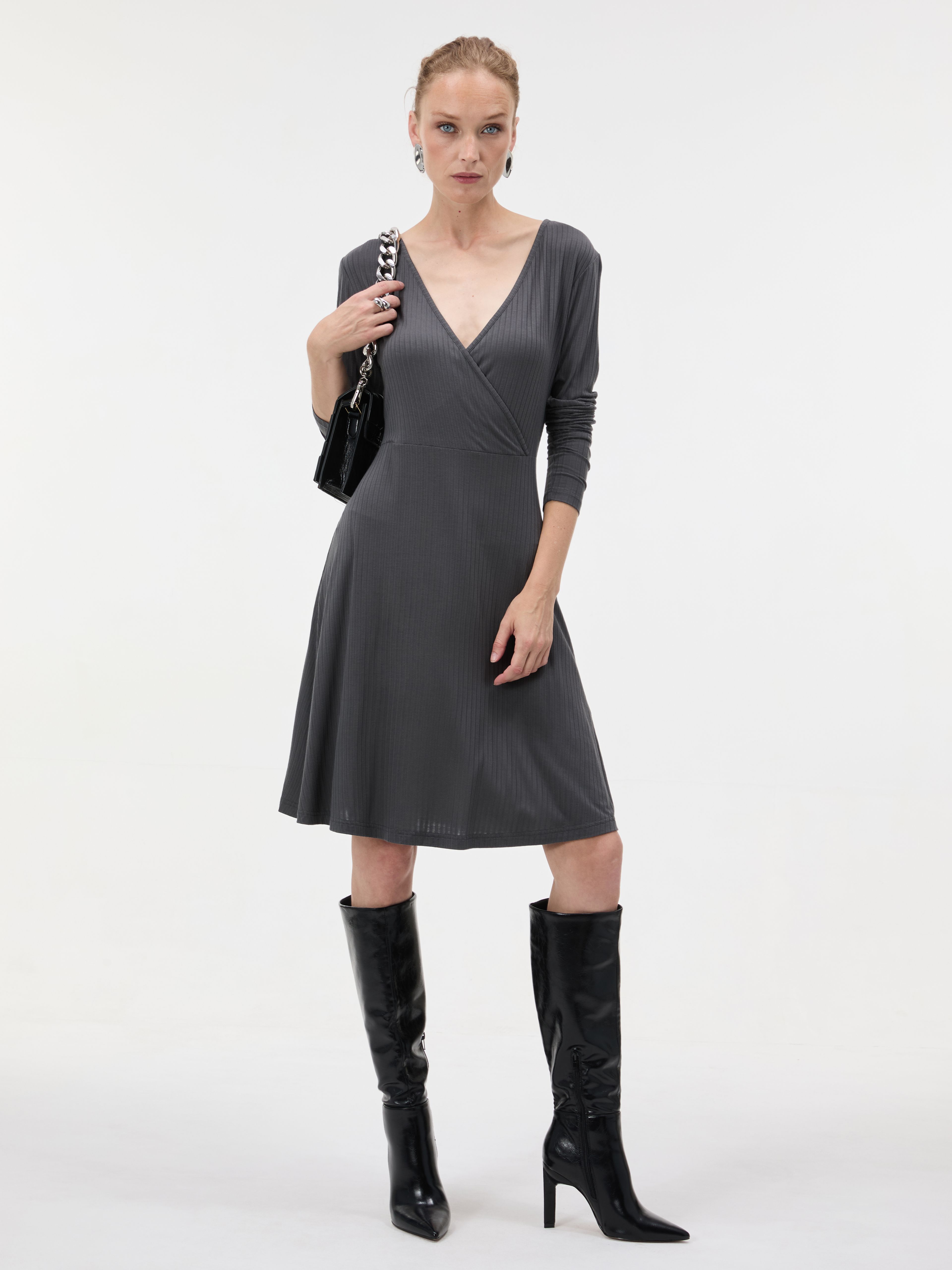 Dunkelgraues Damenkleid ORSAY - 004
