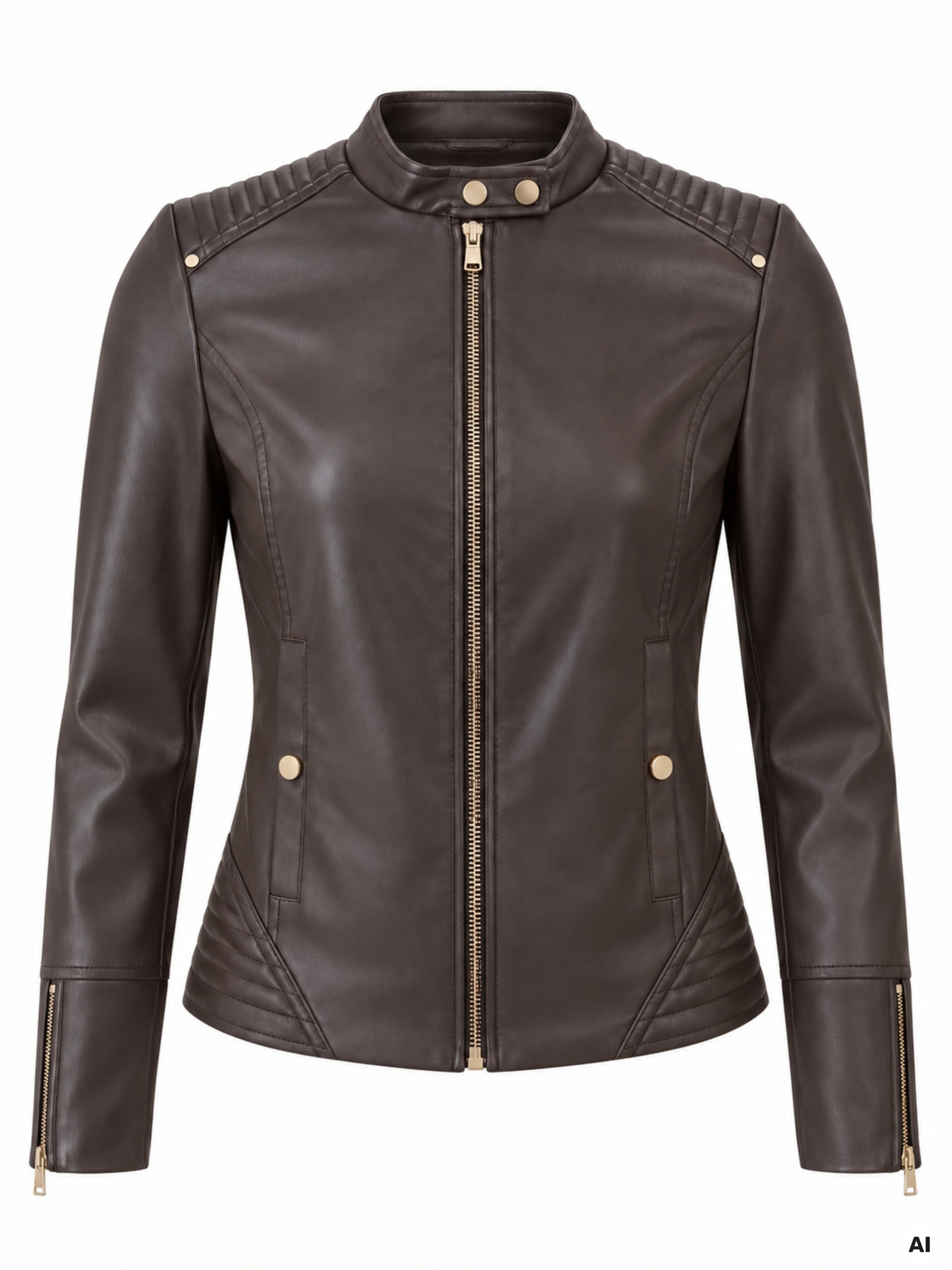 Braune Damen-Kunstlederjacke ORSAY - 005