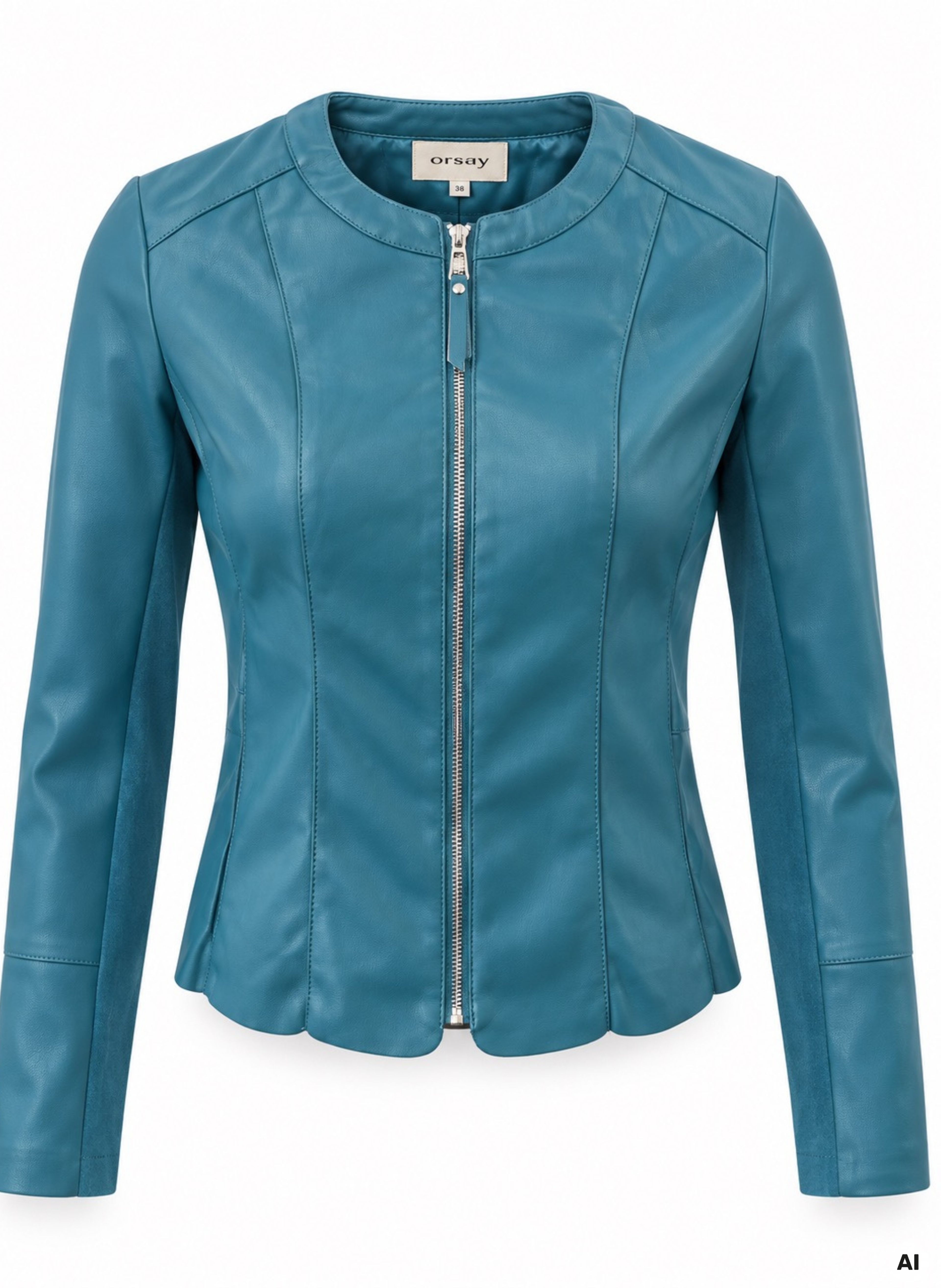 Türkisfarbene Damen-Kunstlederjacke ORSAY - 005