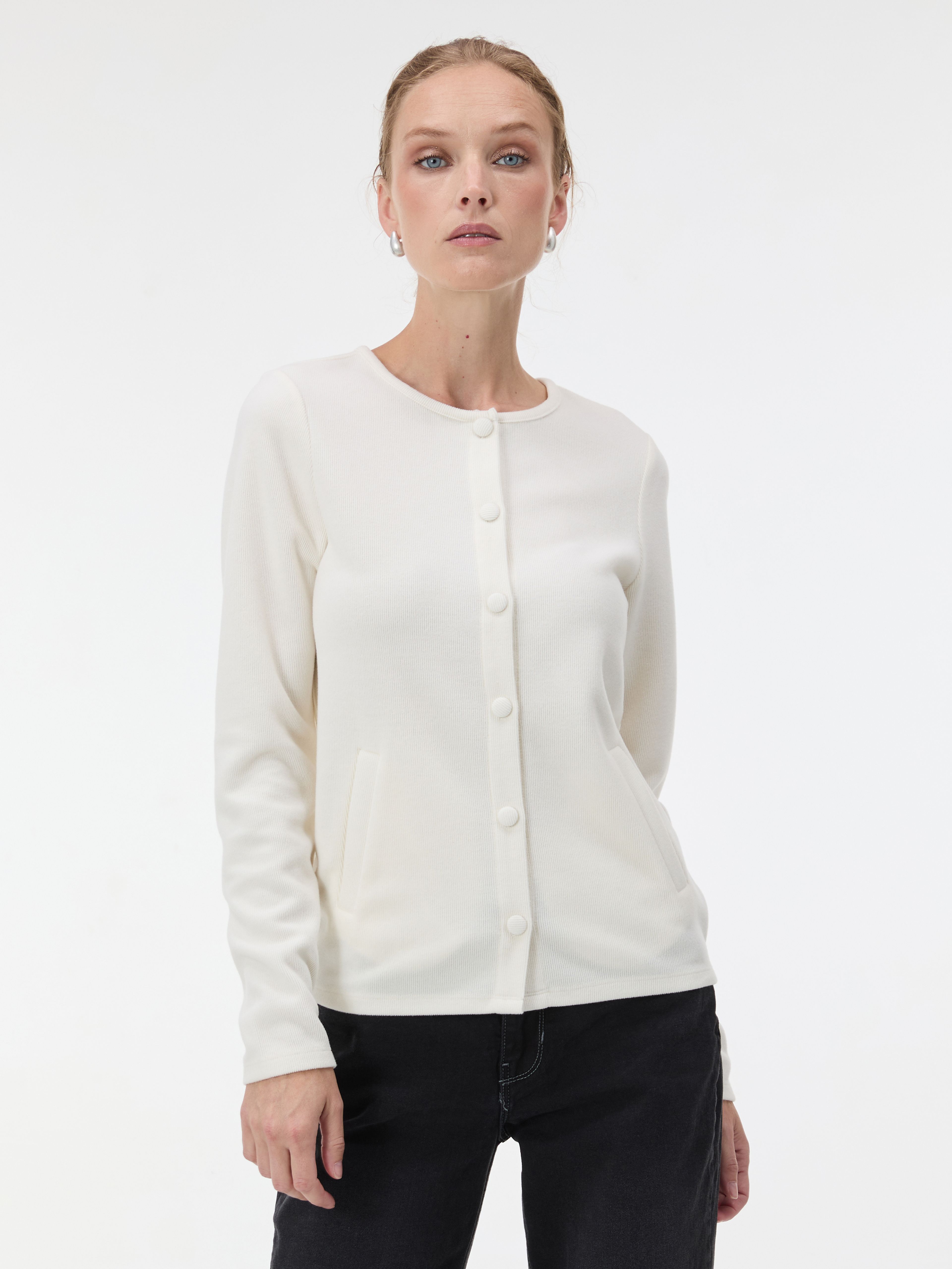Weißer Damen-Cardigan mit langen Ärmeln ORSAY - 001