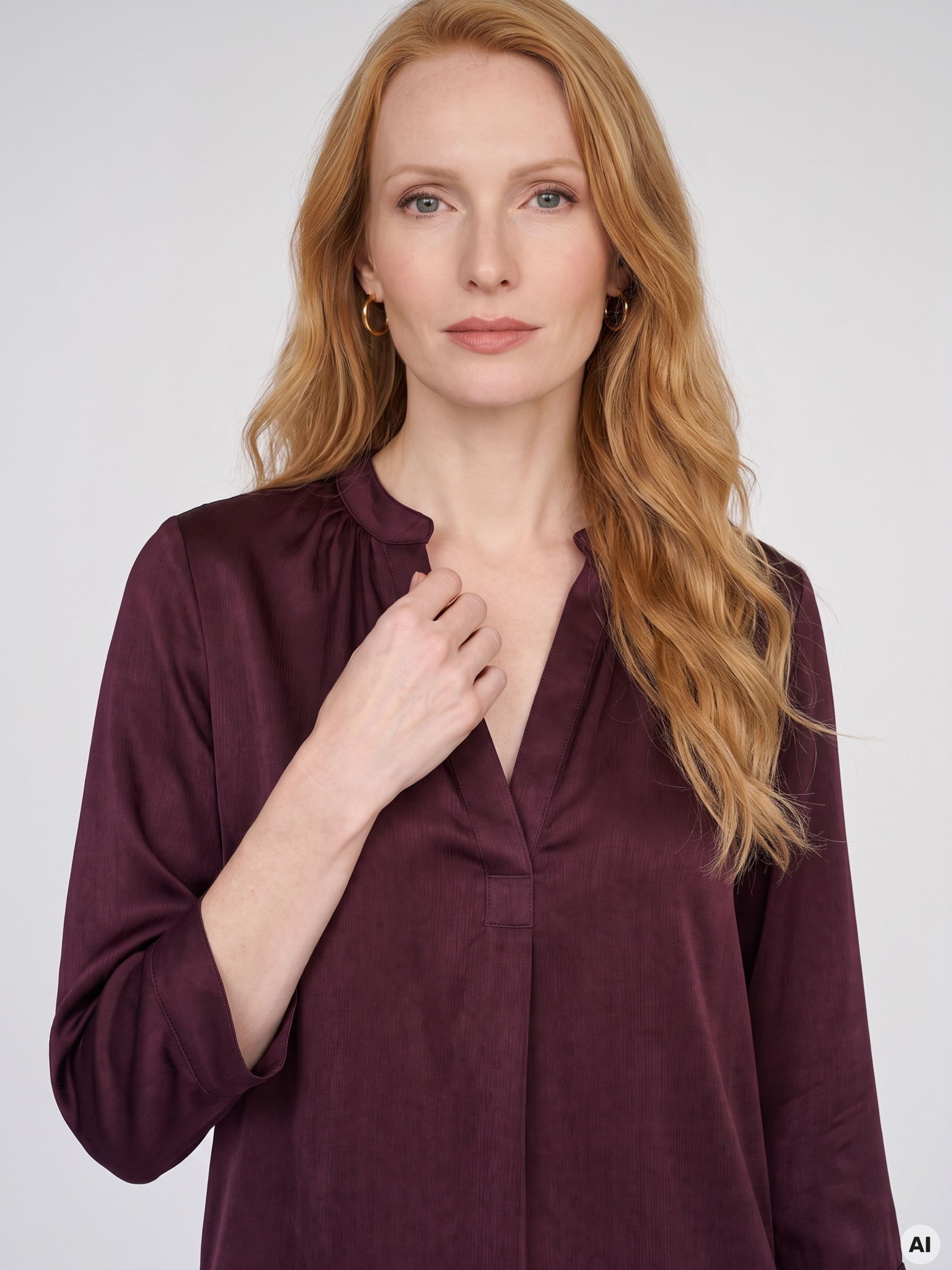 Weinrote Damen-Bluse mit 3/4-Ärmeln ORSAY - 004