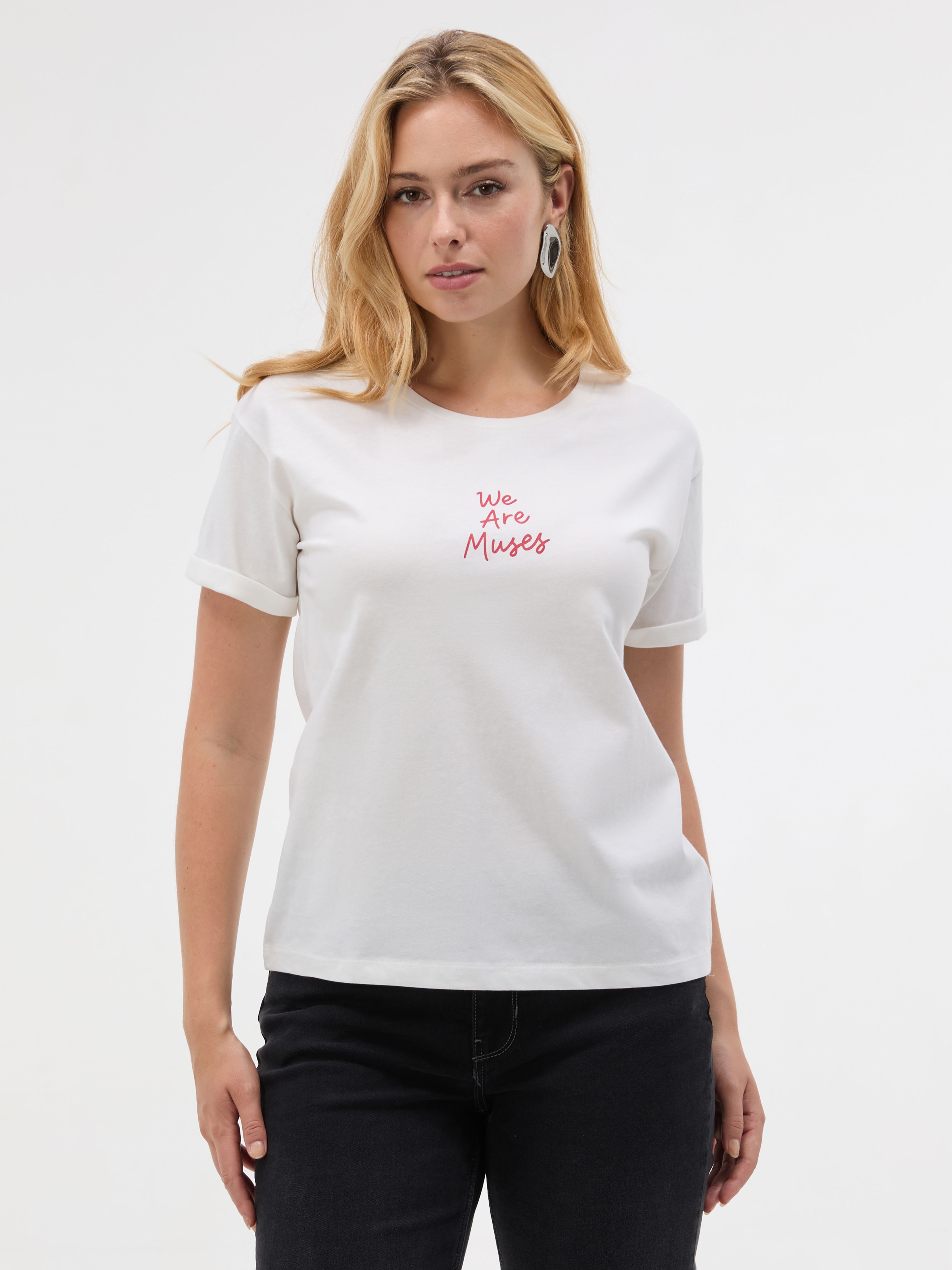 Biały damski t-shirt z krótkim rękawem ORSAY - 001