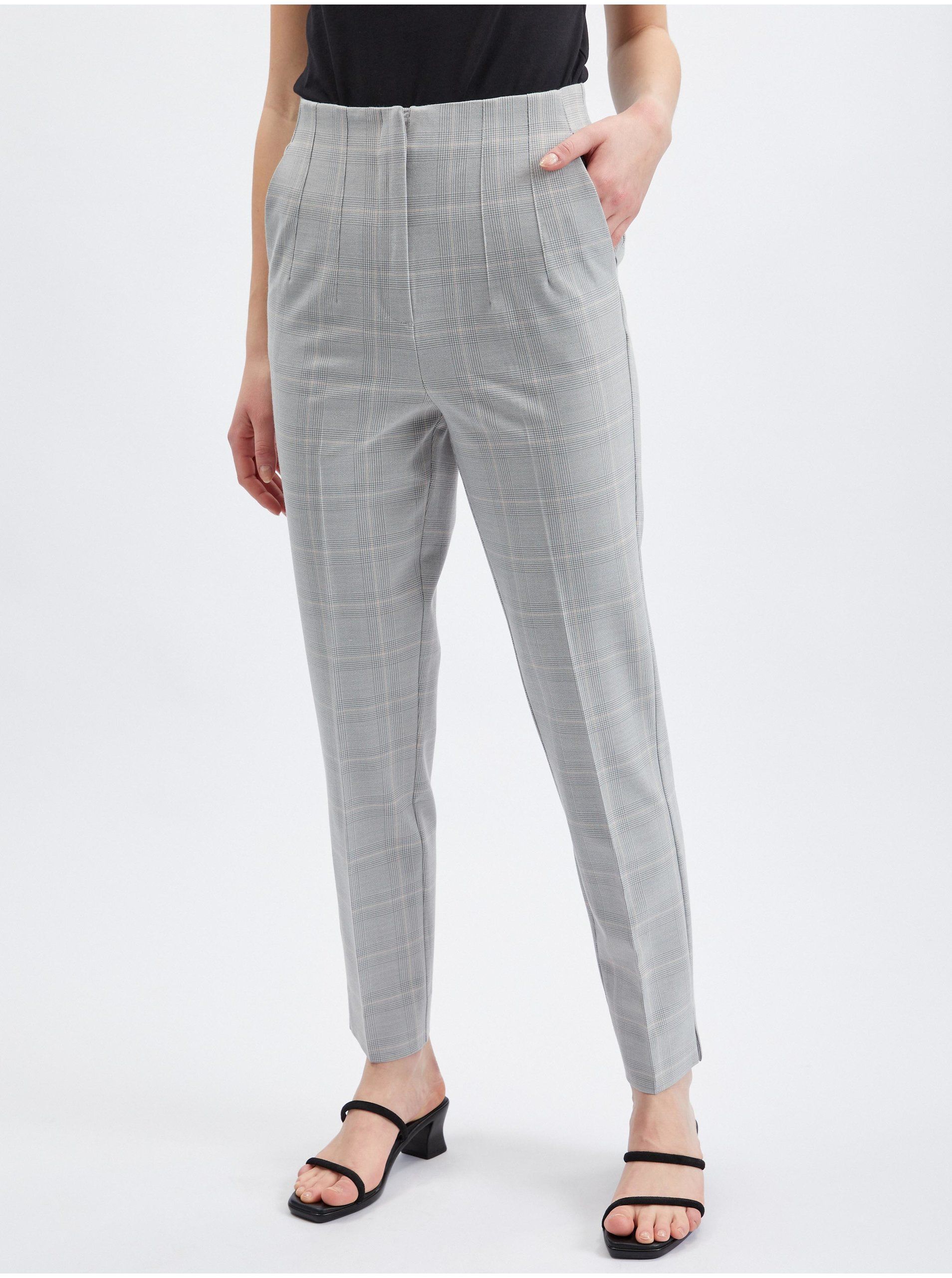 Hellgraue karierte Damenhose straight fit ORSAY | Orsay.at - Der ...