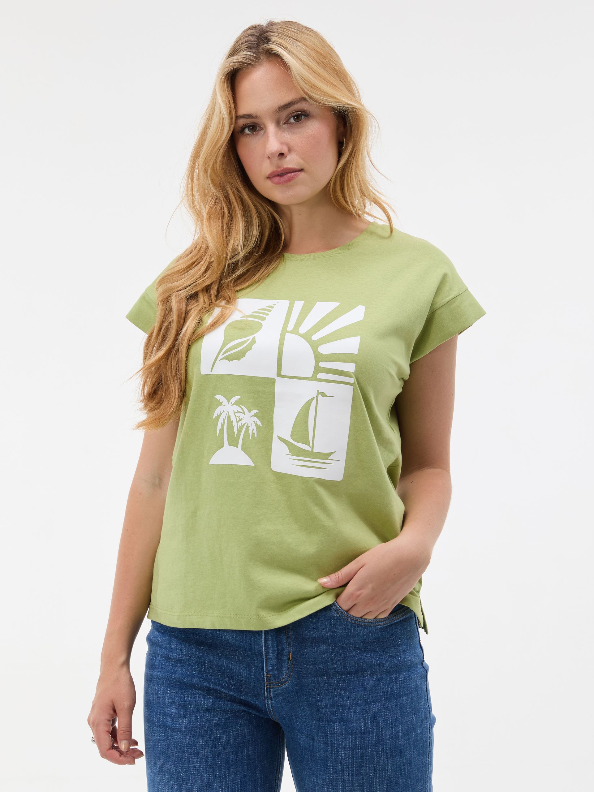 Zielony damski t-shirt z krótkim rękawem ORSAY - 001