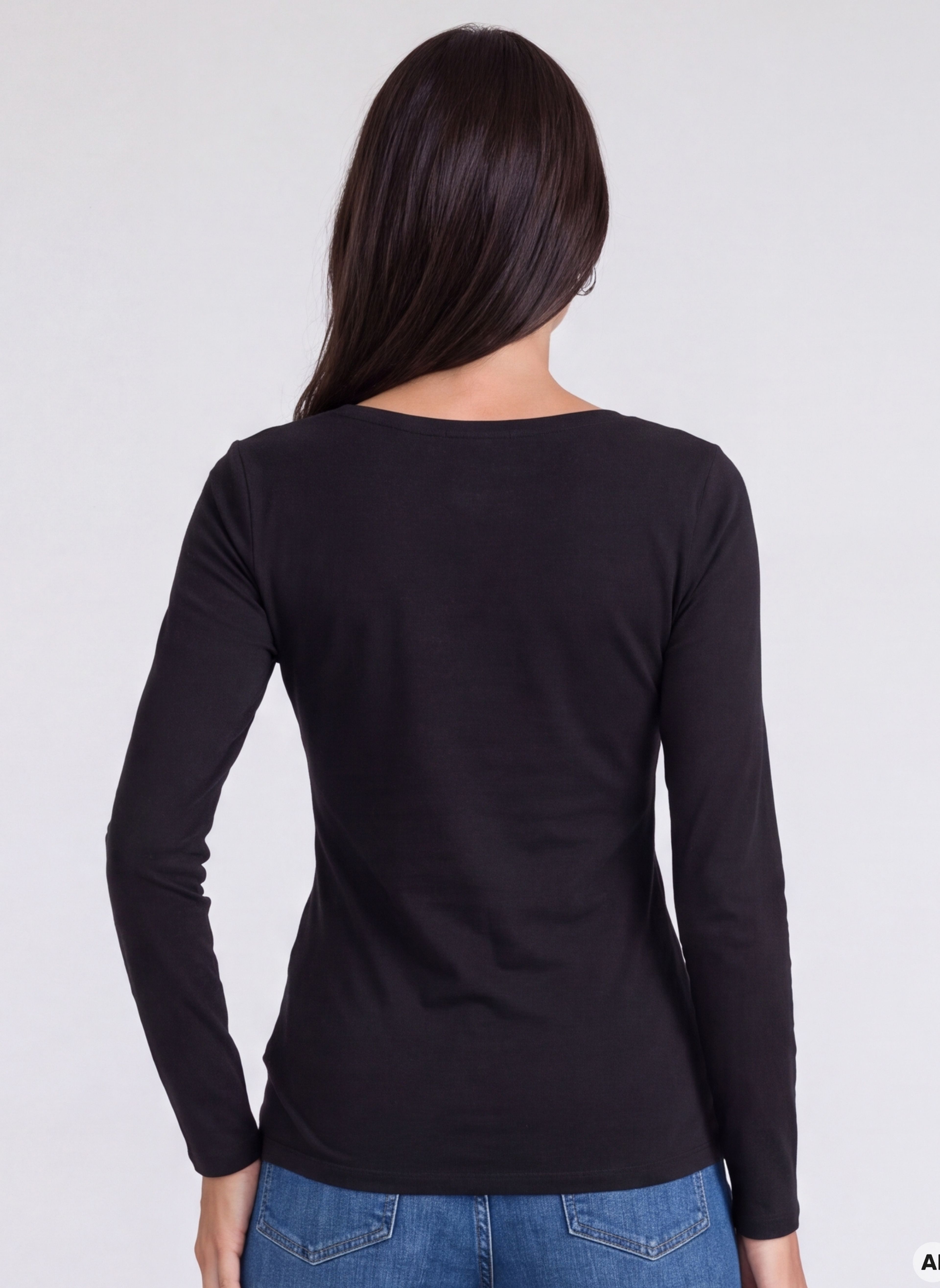 Tricou pentru femei negru cu mâneci lungi ORSAY - 002