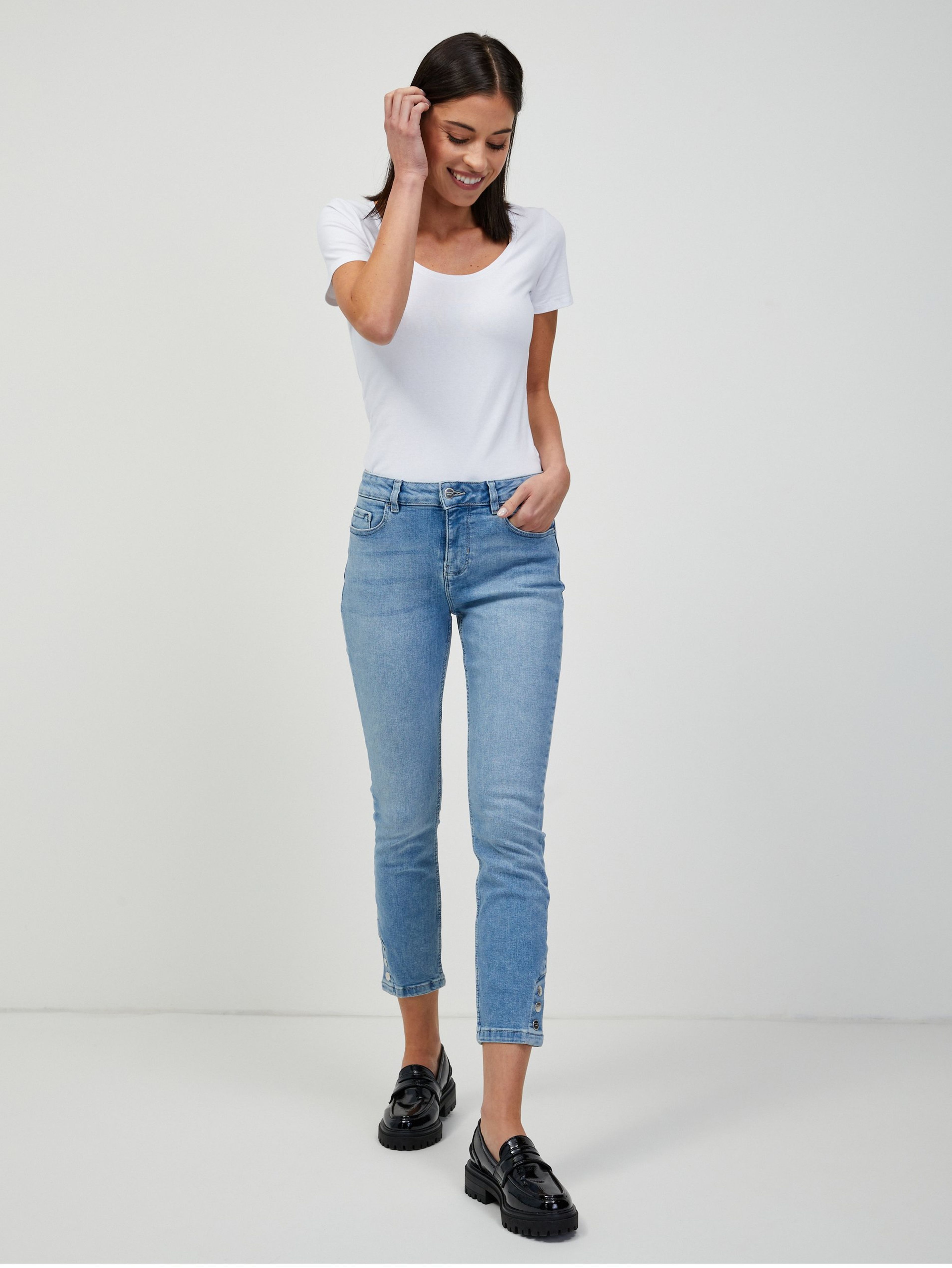 Hellblaue abgeschnittene Skinny Fit Jeans ORSAY