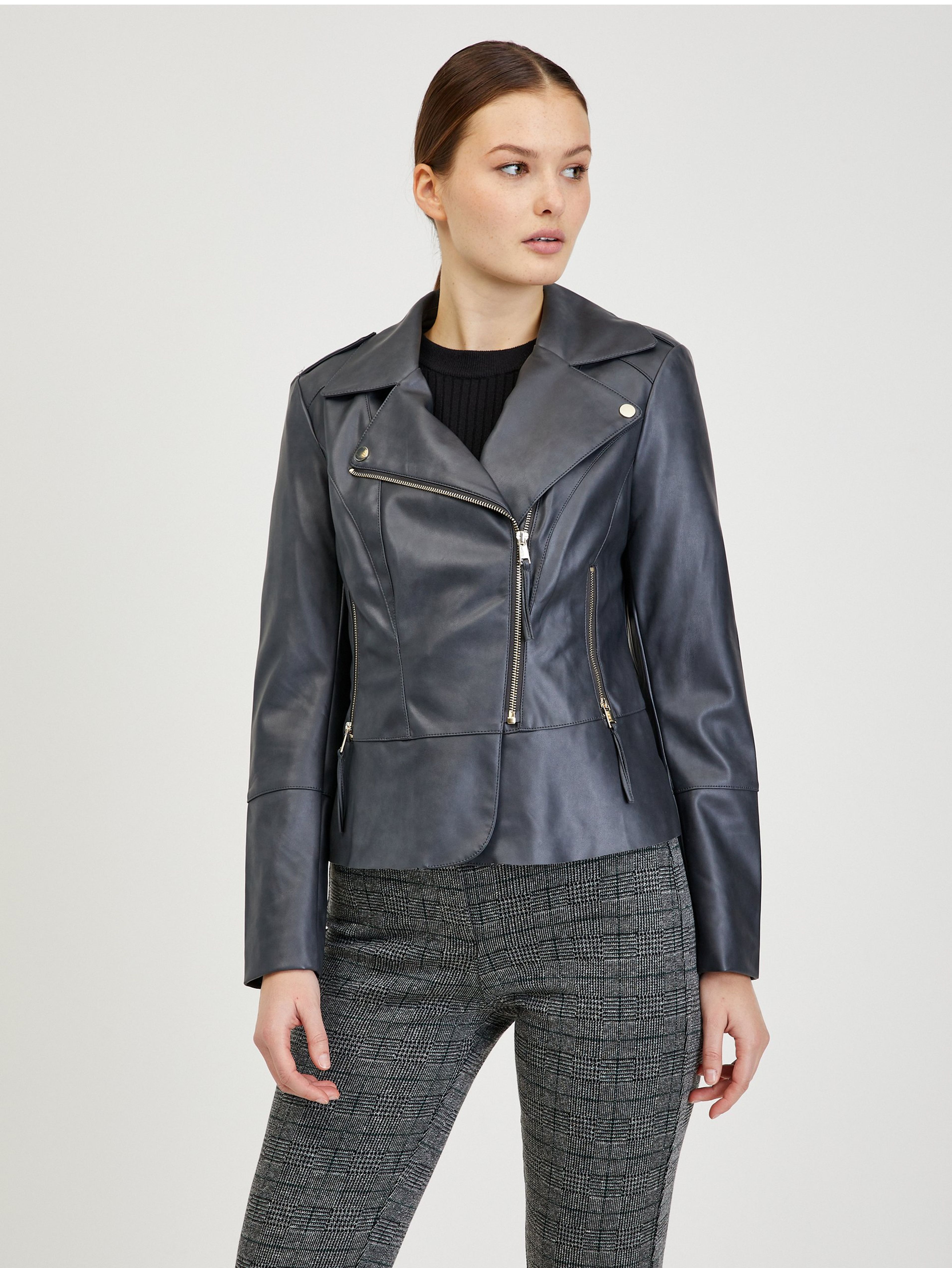 Schwarze Damen Kunstlederjacke ORSAY