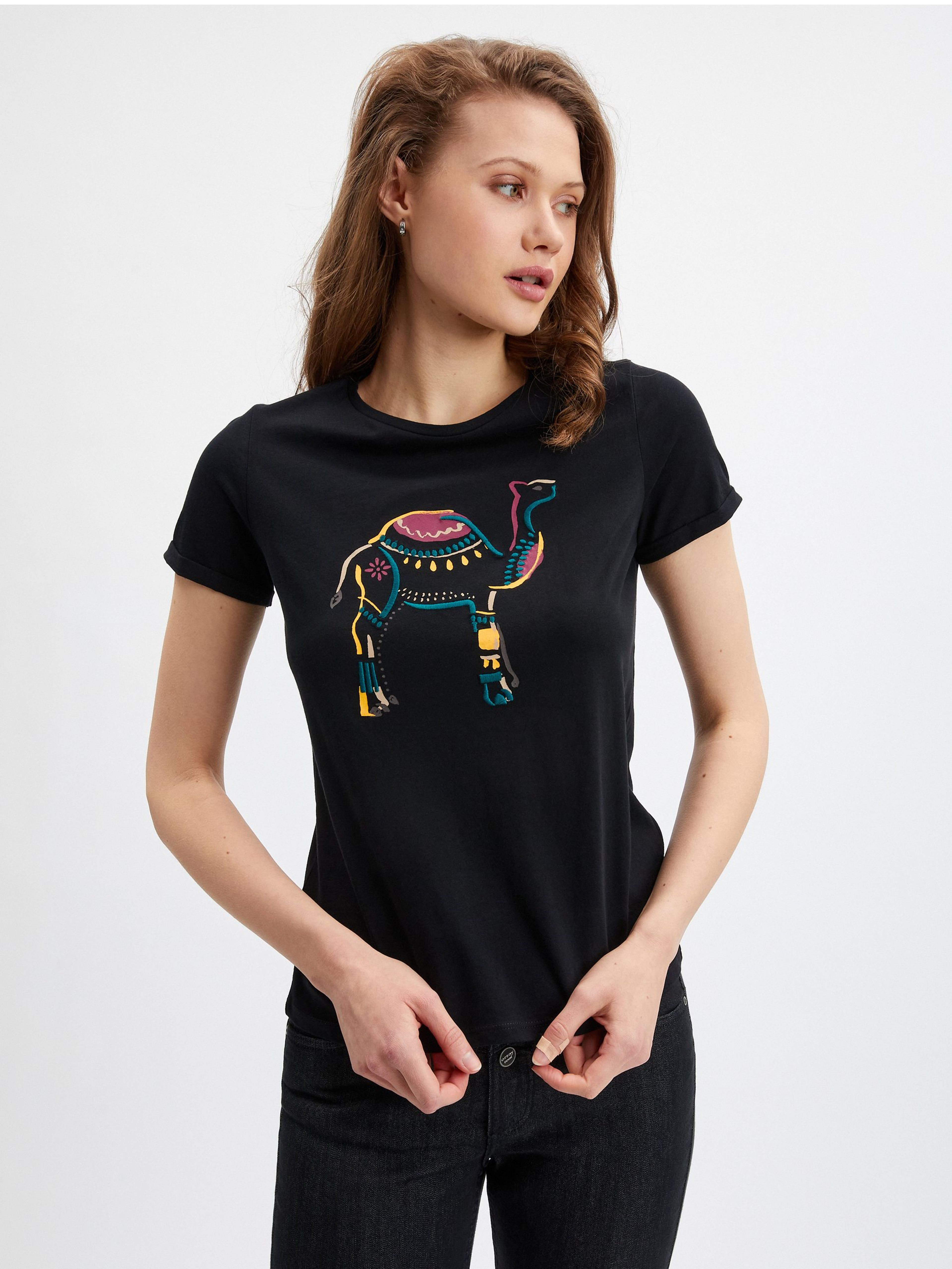 Czarny t-shirt damski ORSAY