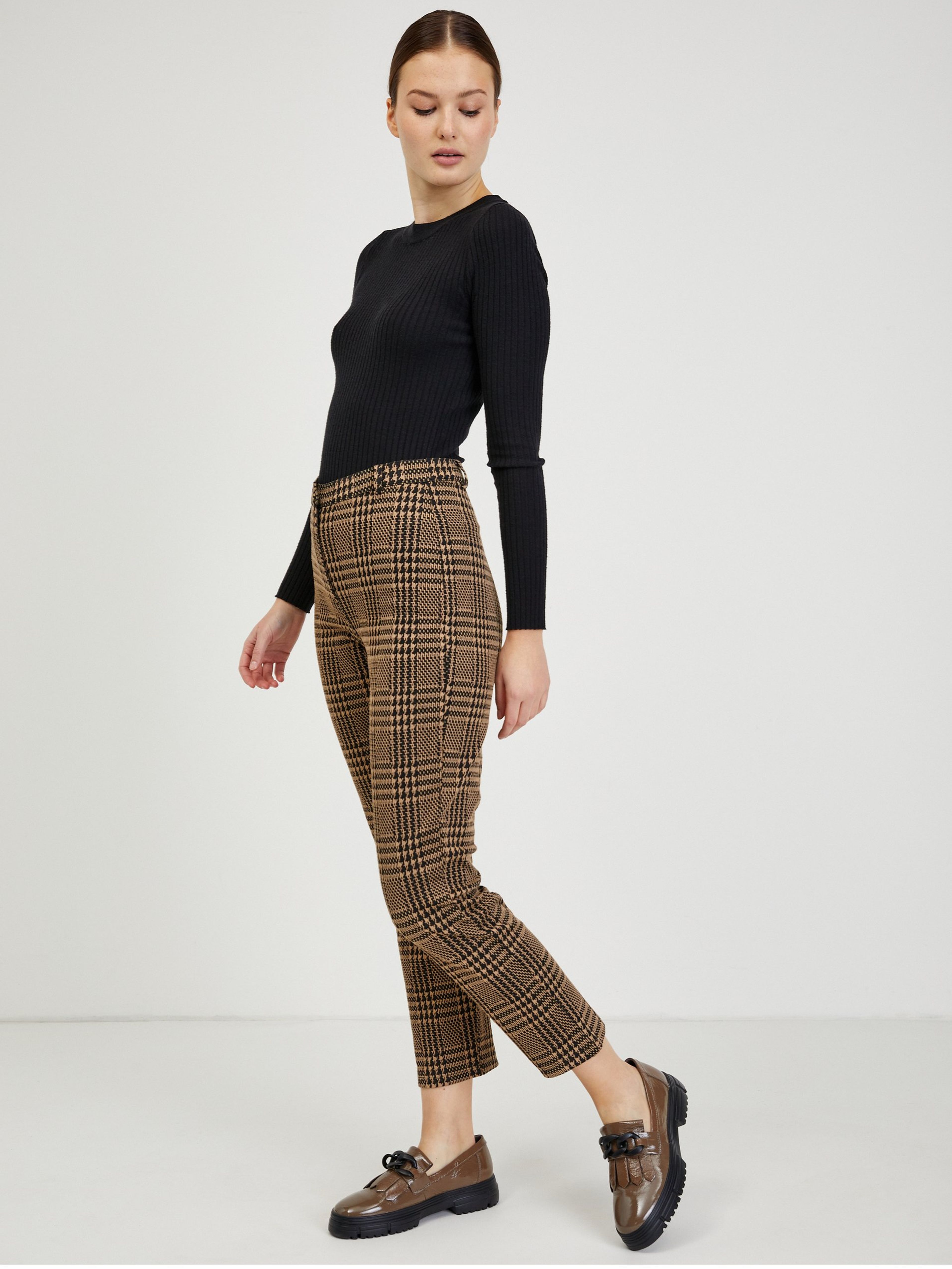 Braune karierte Damenhose ORSAY