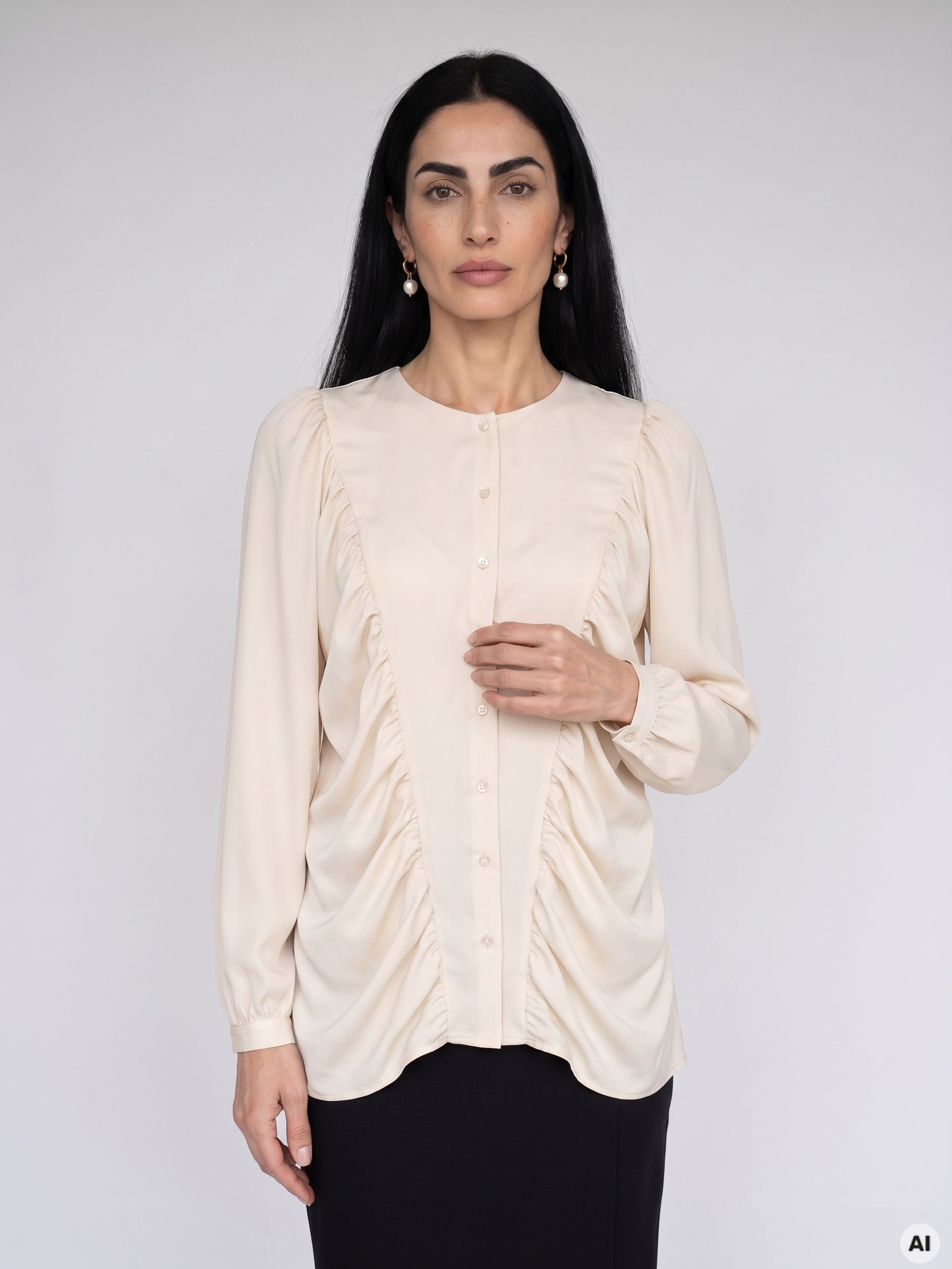 Bela ženska bluza z dolgimi rokavi ORSAY - 001