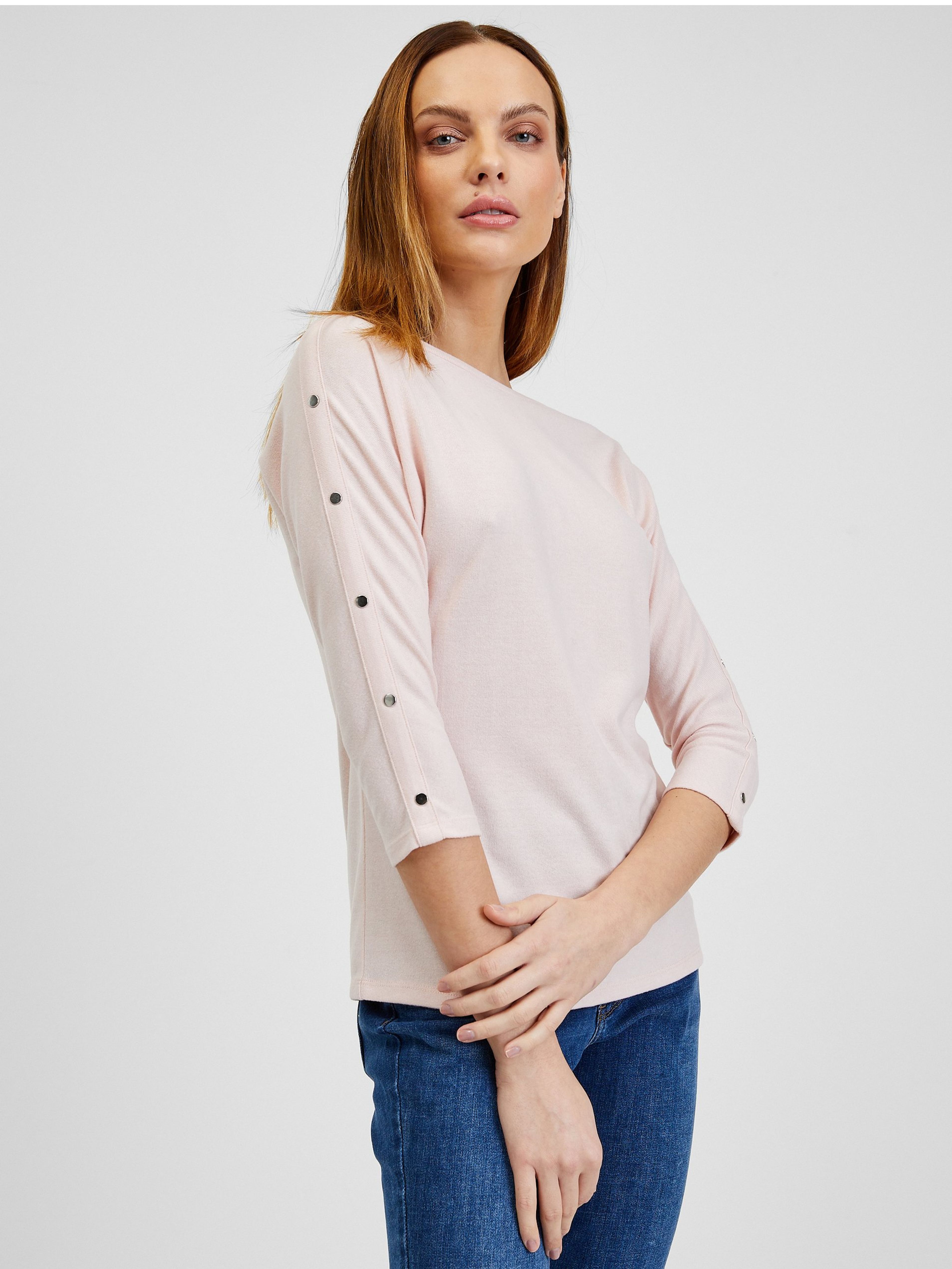 Jasnoróżowy t-shirt damski ORSAY