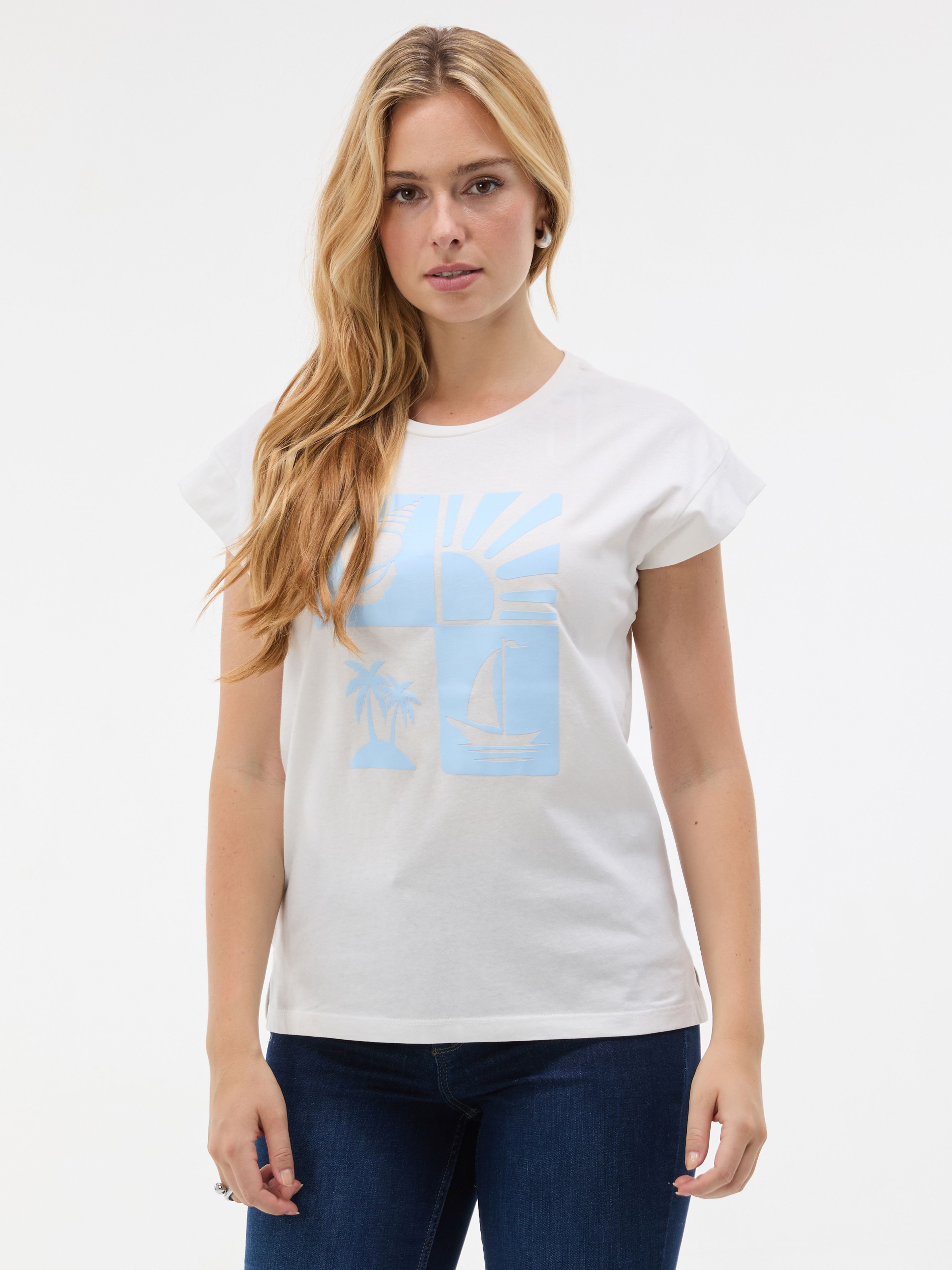 Biały damski t-shirt z krótkim rękawem ORSAY - 001