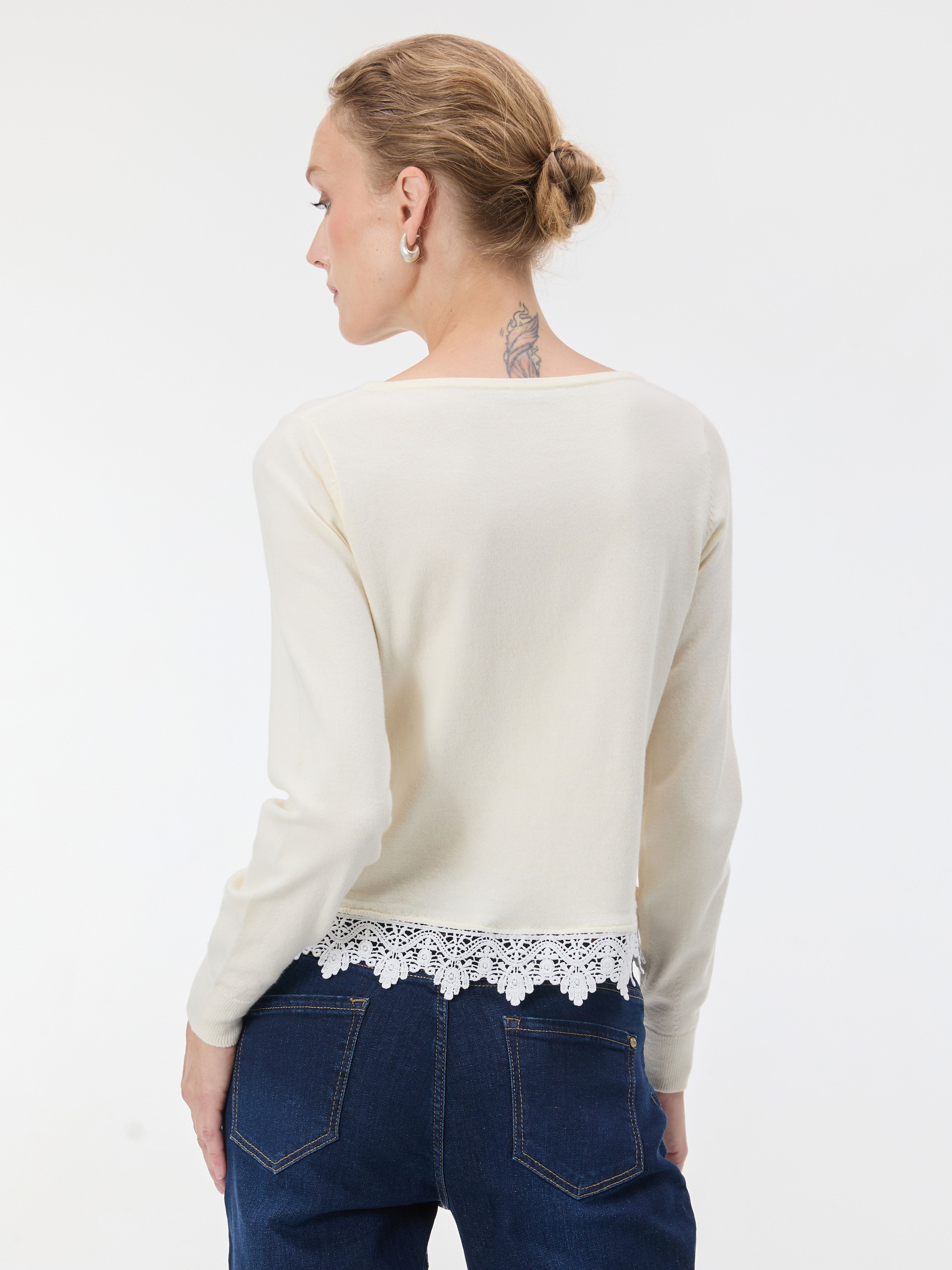 Weißer Damenpullover mit langen Ärmeln ORSAY - 003