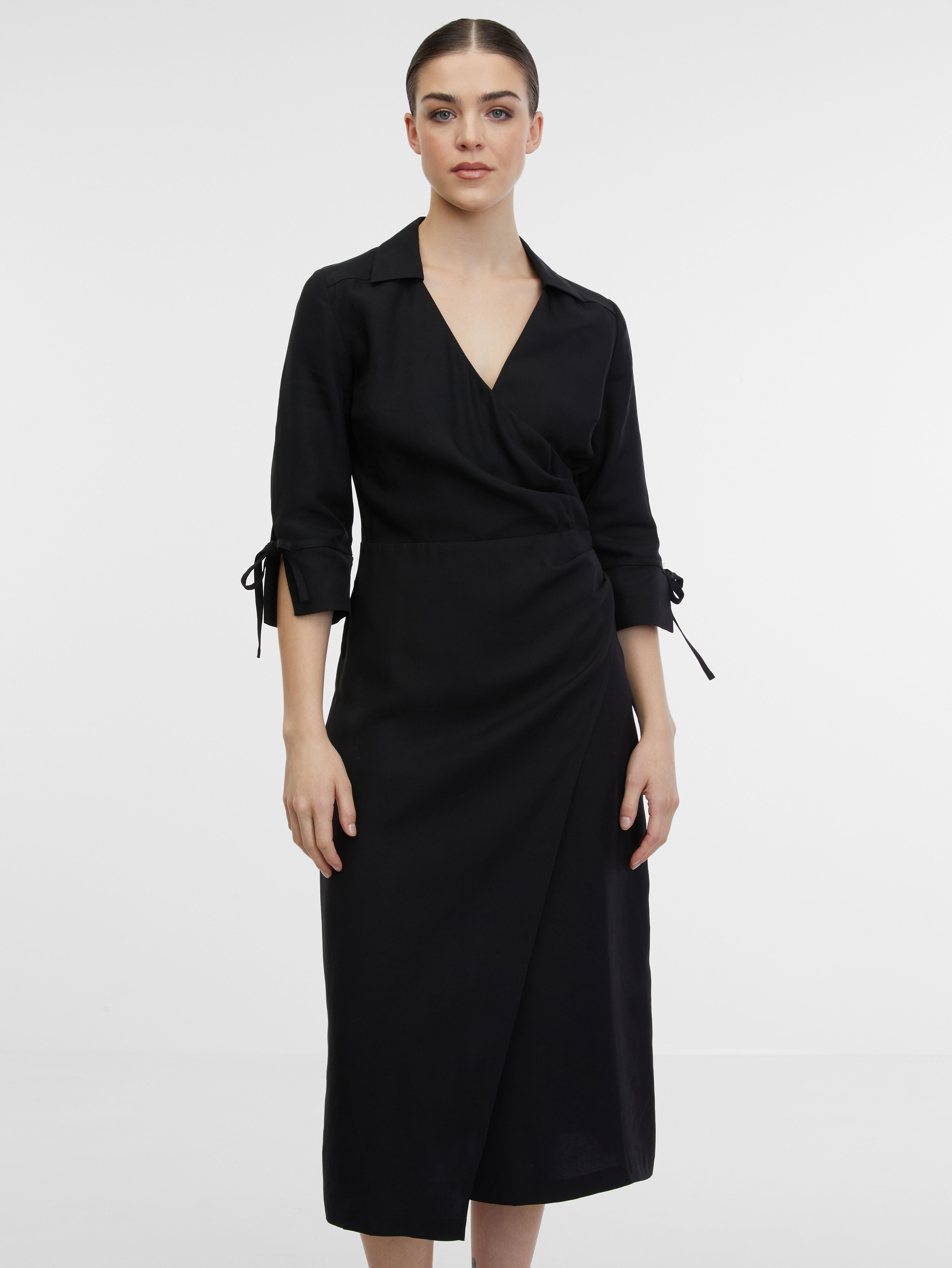 Schwarzes Damen-Wickelkleid ORSAY