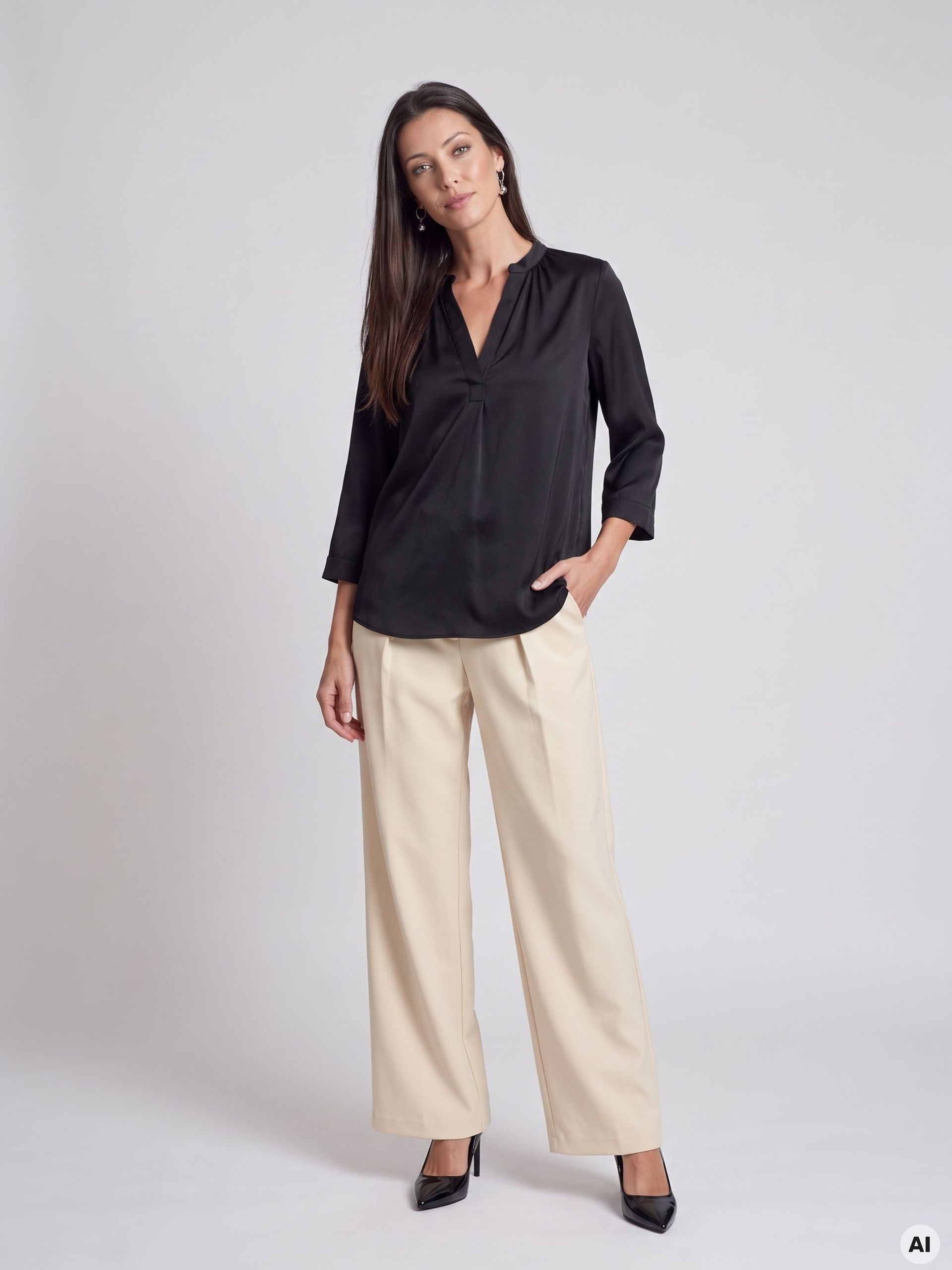 Schwarze Damen-Bluse mit 3/4-Ärmeln ORSAY - 001