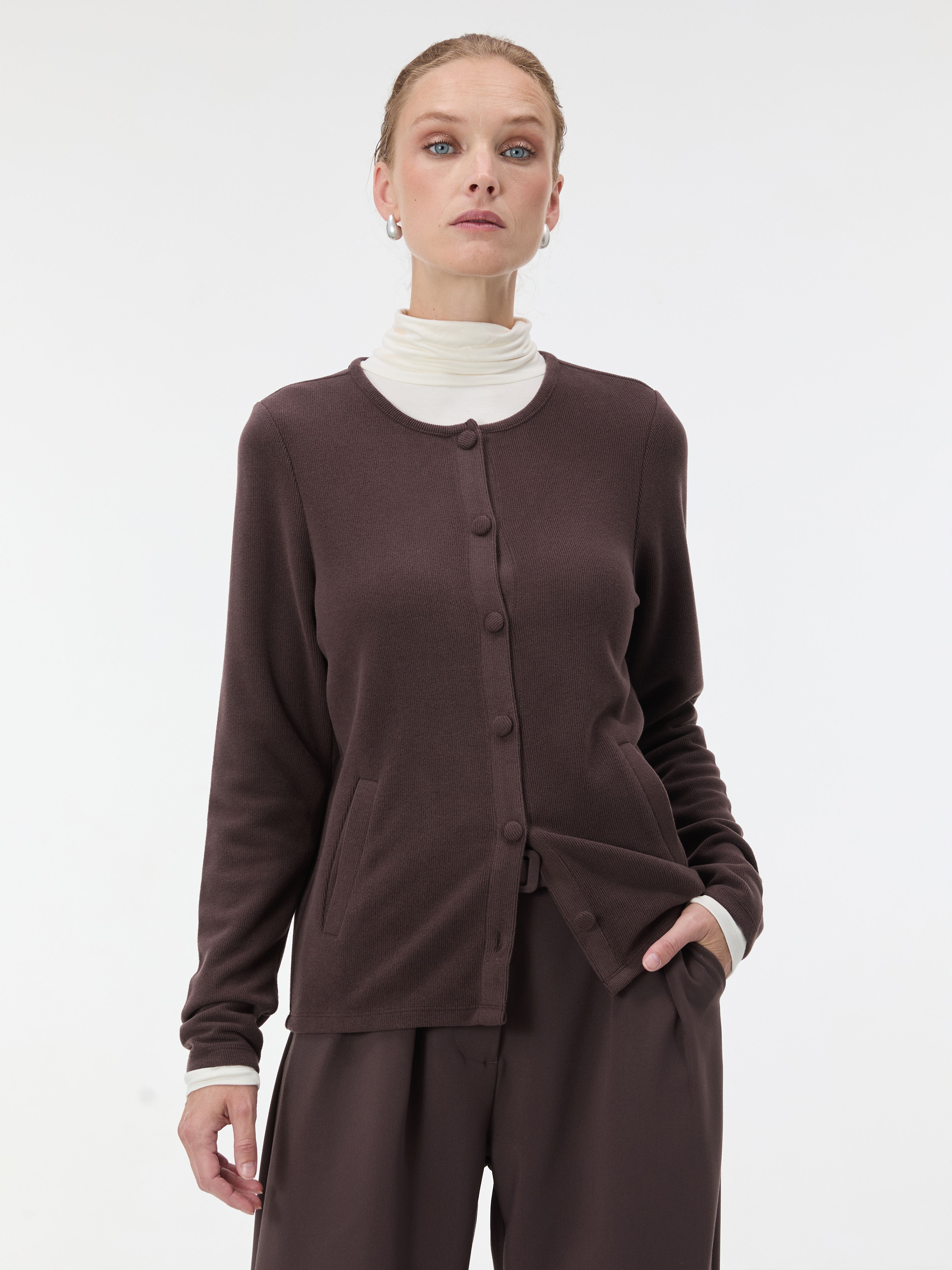Brauner Damen-Cardigan mit langen Ärmeln ORSAY - 003