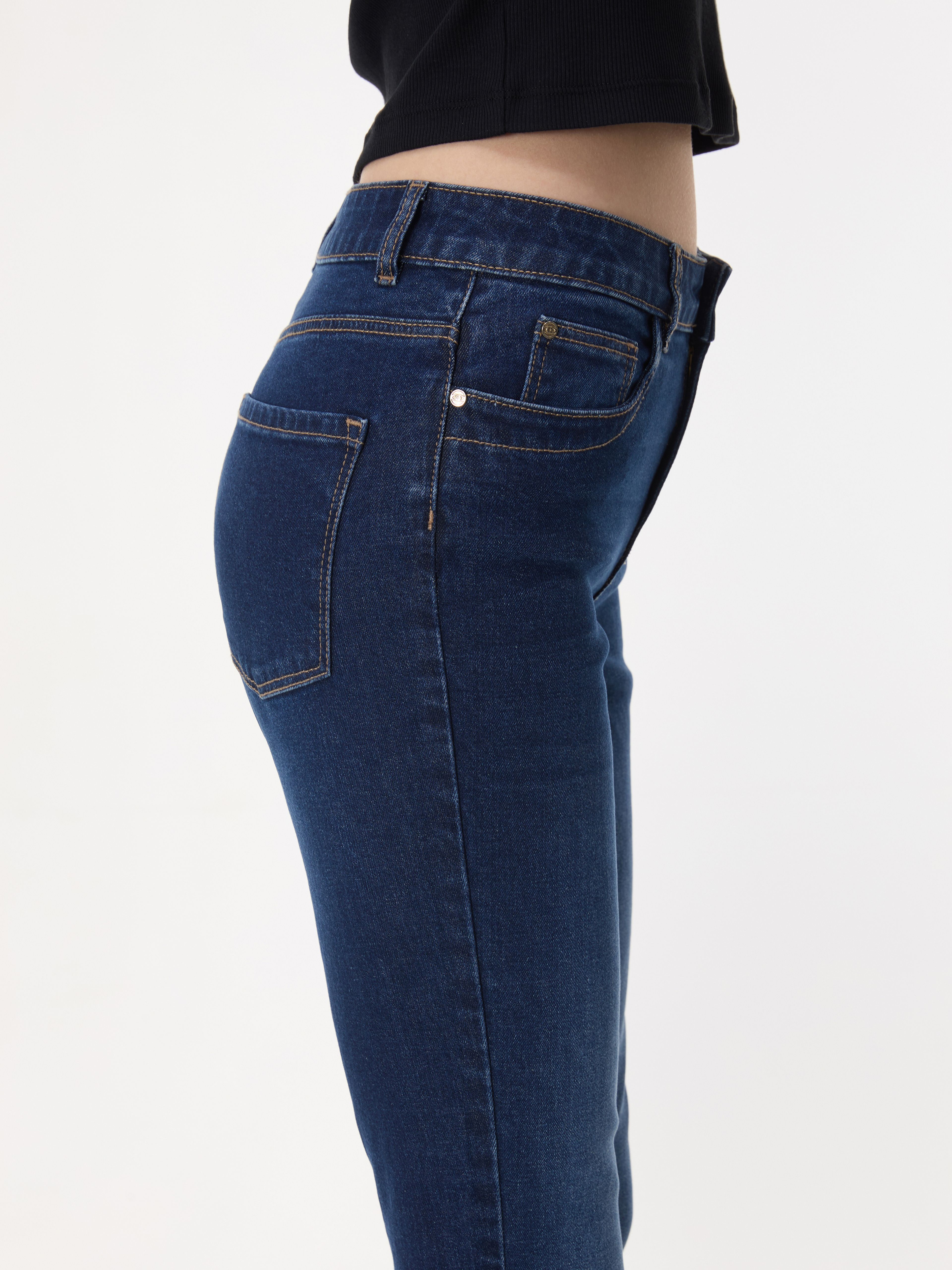 Ciemnoniebieskie damskie dżinsy skinny fit ORSAY - 005