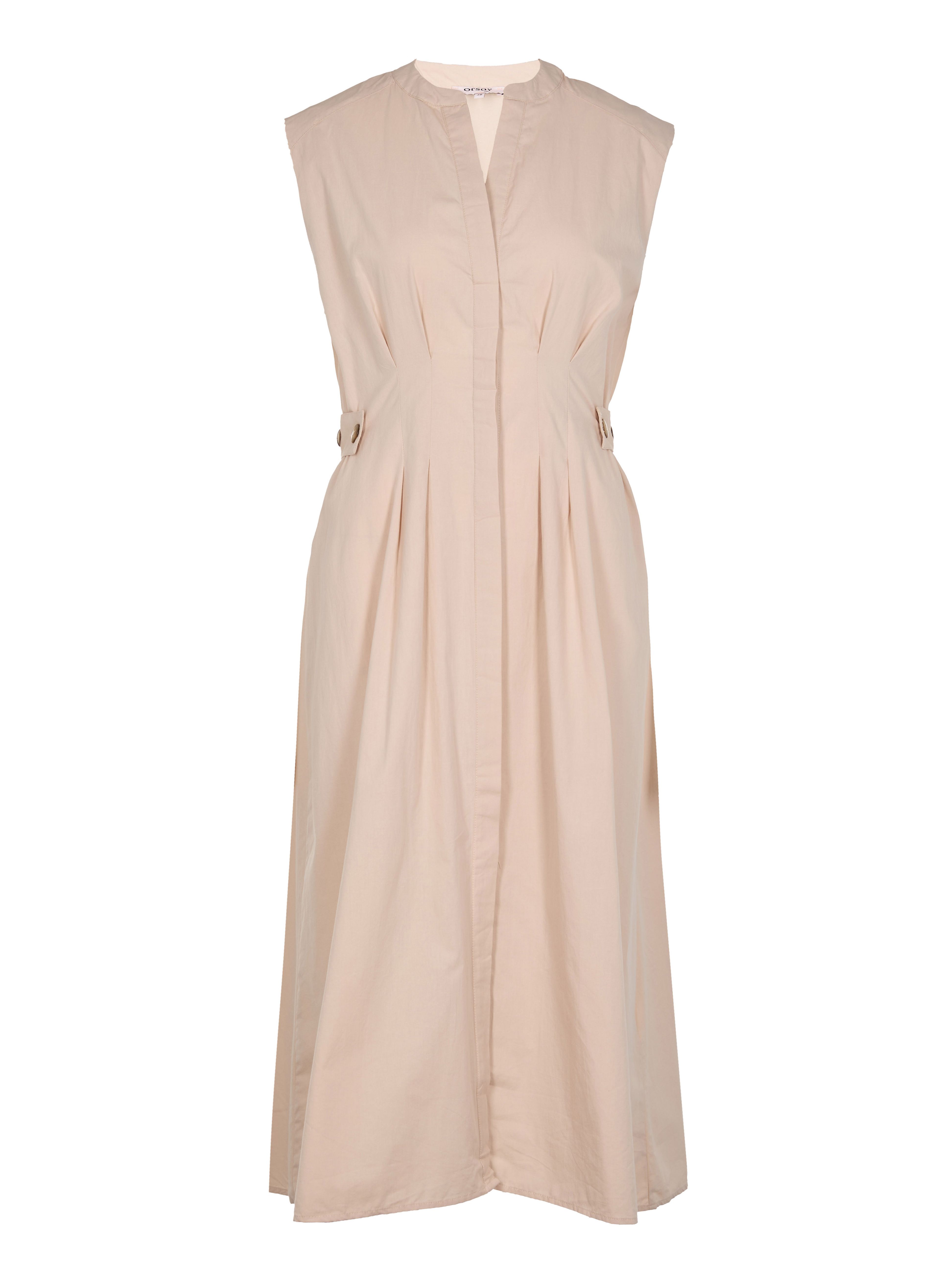 Beiges ärmelloses Damen-Midikleid in A-Linie mit V-Ausschnitt ORSAY - 005
