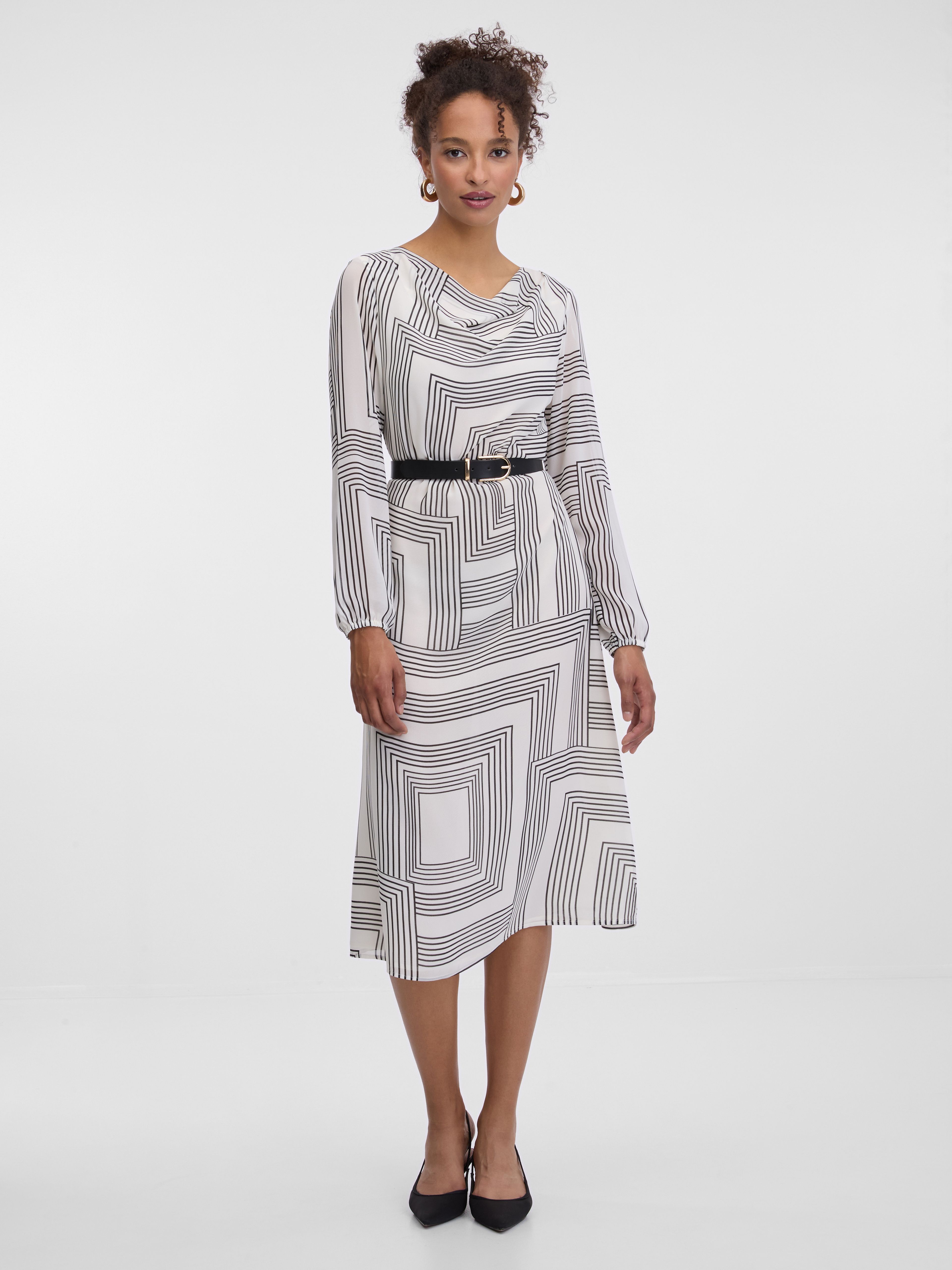 Weißes gemustertes knielanges Damenkleid ORSAY