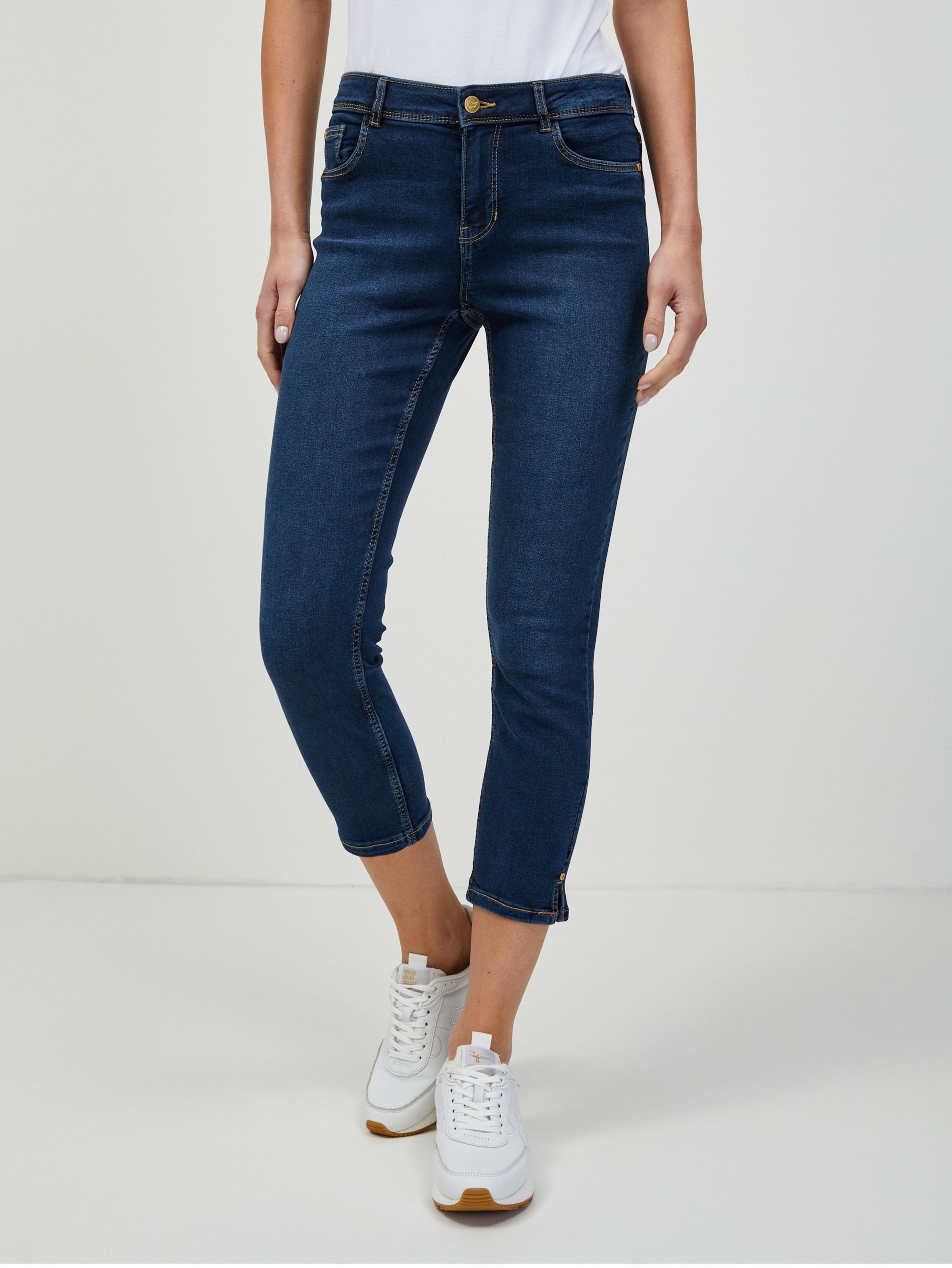 Dunkelblaue verkürzte Slim Fit Jeans ORSAY