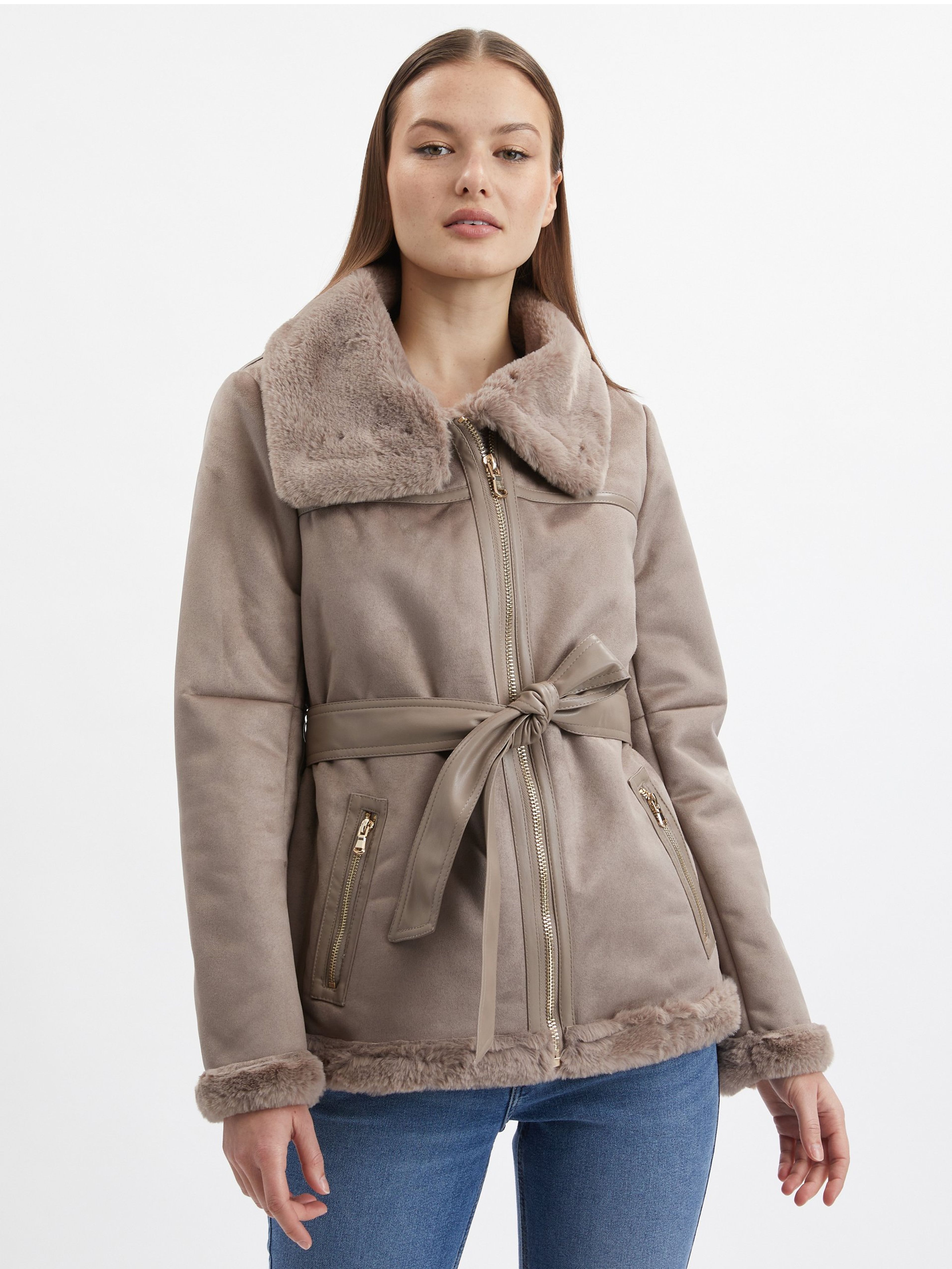 Braune Damenjacke Wildleder ORSAY